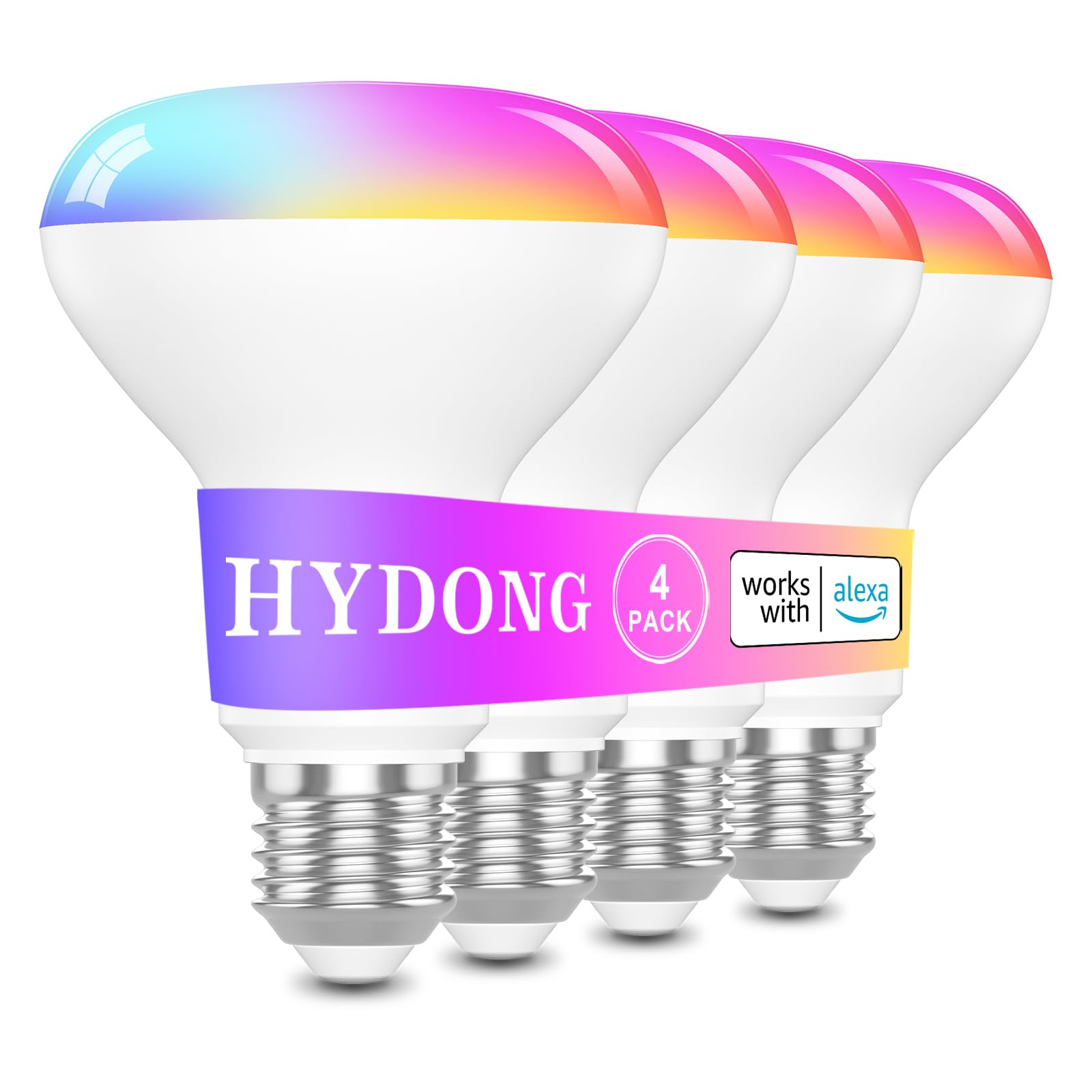 Hydong Smart Light Bulbs,Br30 Smart Bulbs Compatible With Alexa,Flood Light Bulbs 10W 900Lm,Rgbcw Color Changing Light Bulb,2.4G