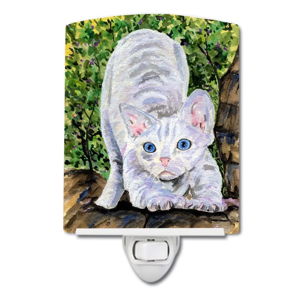 Carolines Treasures Cat Ceramic Night Light, UL-Certified, 6x4x3in, Multicolor, Model SS8280CNL
