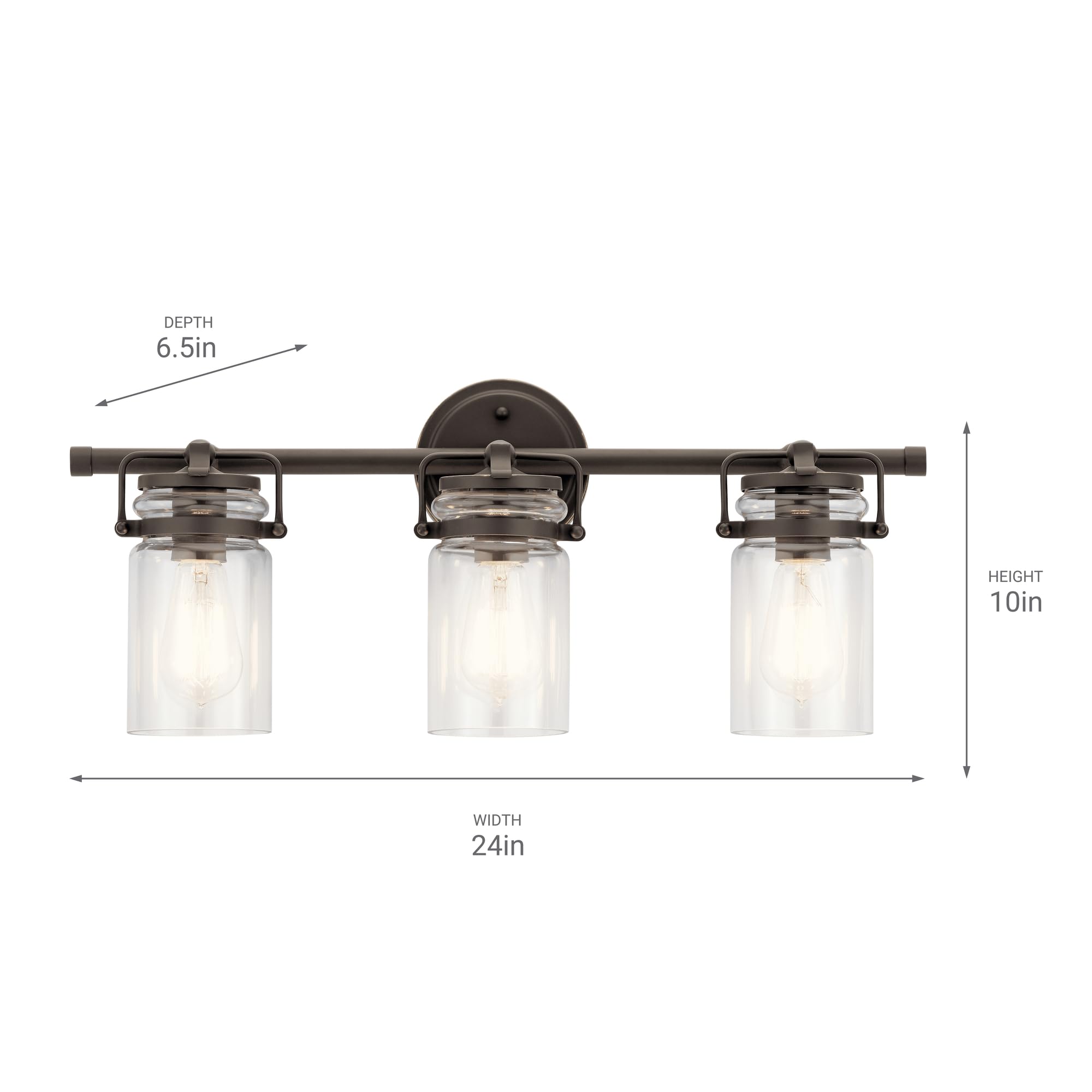 Kichler Brinley 24'' 3 Light Vanity Light With Clear Glass In Olde Bronze?