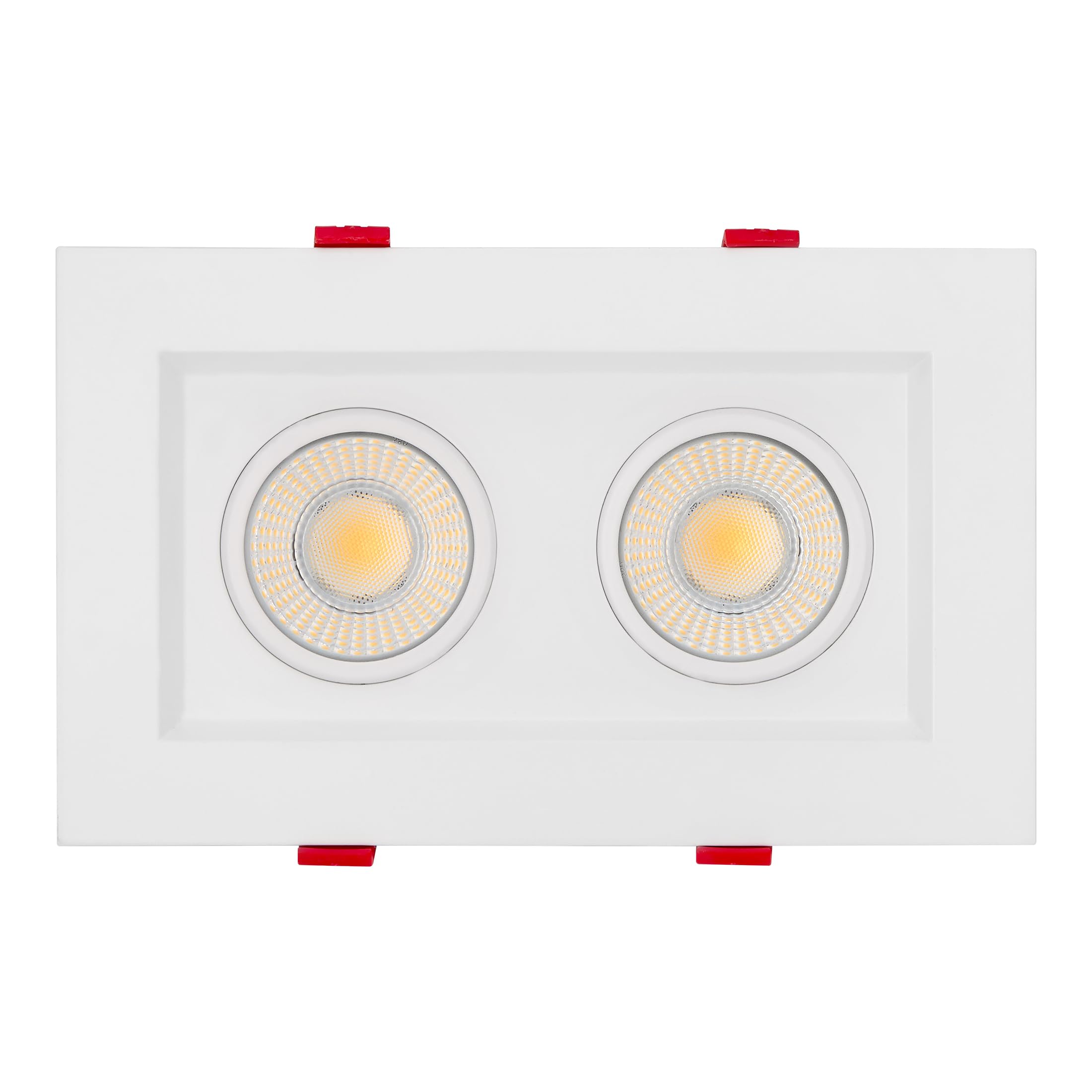 Maxxima 4 inch Two Head Slim Square Recessed Anti-Glare LED Gimbal Downlight, Canless IC Rated, 2000 Lumens 5 Color Temperature 
