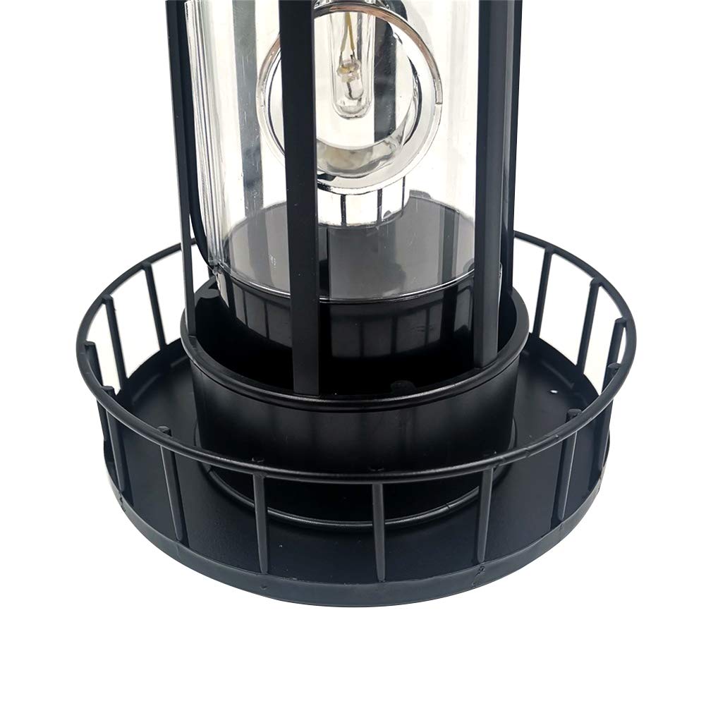 GEZICHTA LED Solar Powered Lighthouse - 360° Rotating, IP65 Waterproof, Black, Free Size Garden Decor