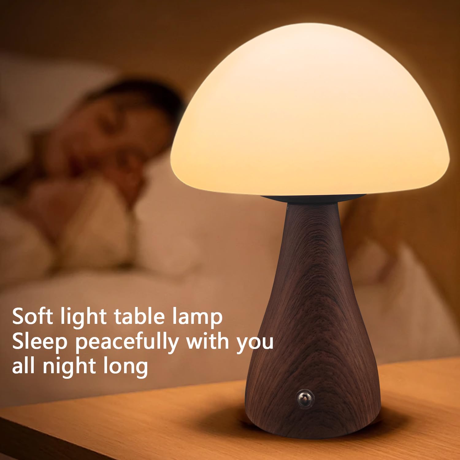 Zslaifu Mushroom Lamp, Dimmable Mushroom Table Light, Portable Wireless Small Lamp, Rechargeable Battery Light, Stepless Dimming