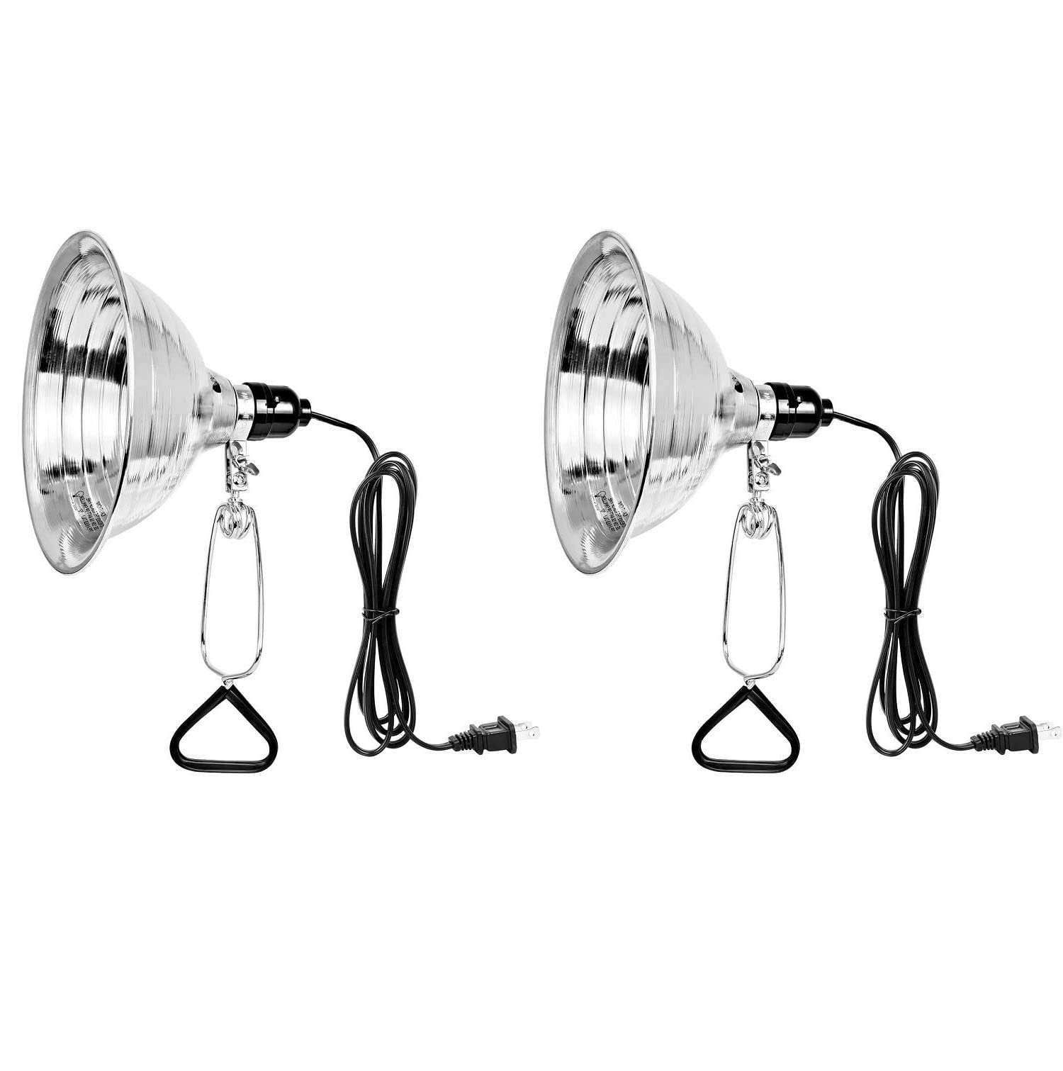 Simple Deluxe Clamp Lamp Light, 150 Watt, 8.5 Inch Aluminum Reflector, 6 Feet Cord, 2 Pack, Black, Model GP-093