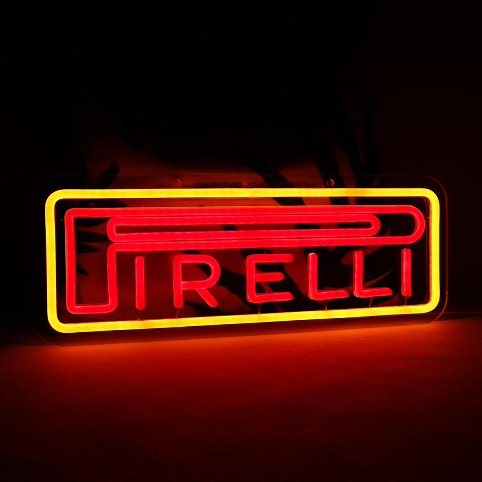 WonderfulLife Pirelli Neon Sign, LED Wall Decor for Garage or Bar, USB Powered, Red