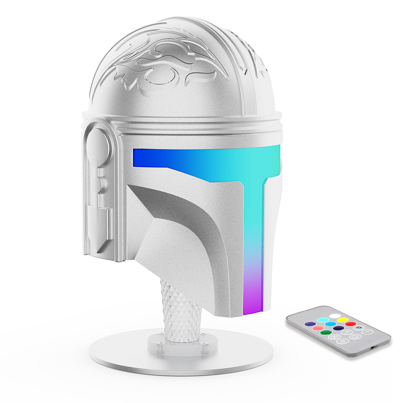PXXGOGO Wars Helmet Night Light, Hand-Polished Metal Material Decor, Color Changing Cute Mood Light, Rechargeable Desk Collectio