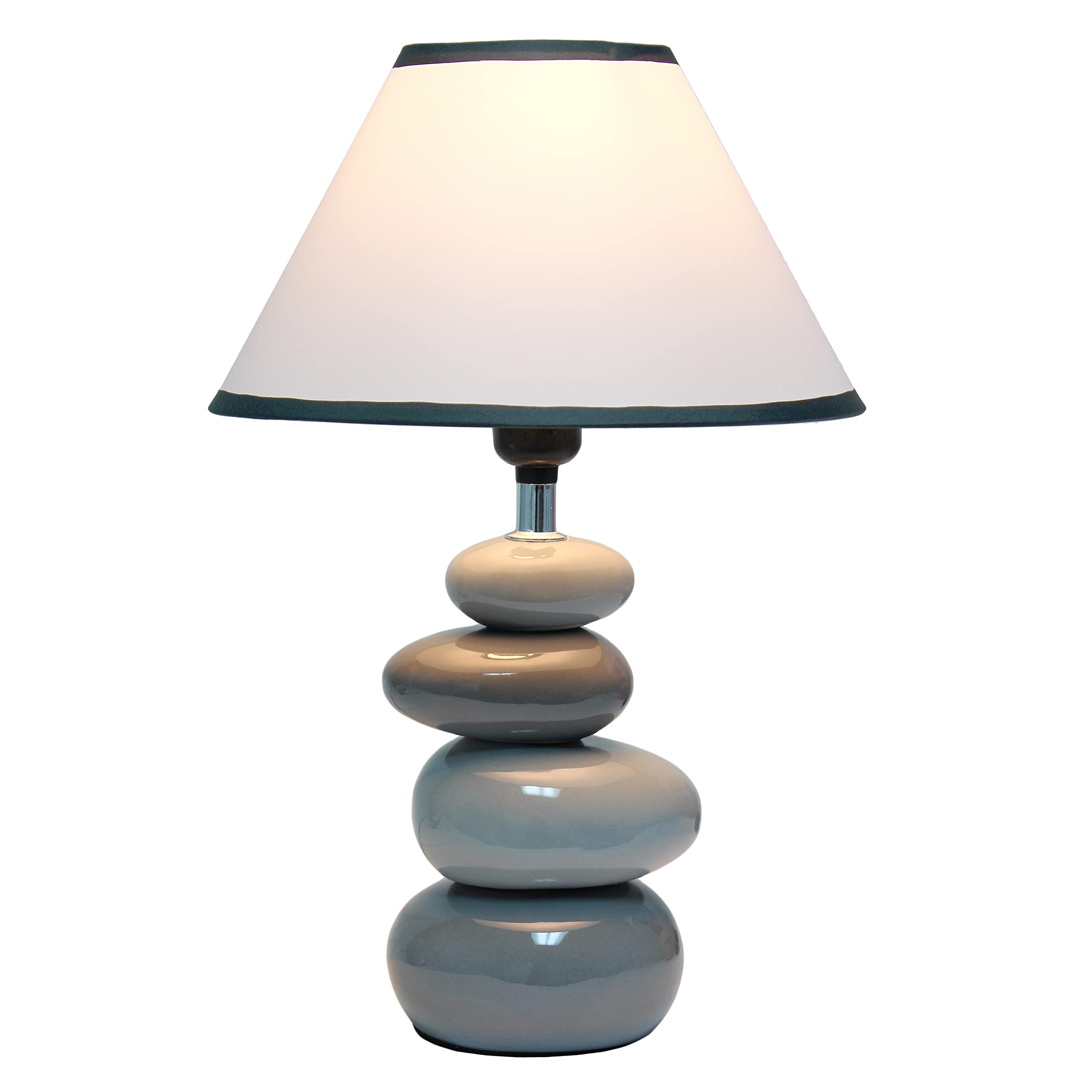 Simple Designs LT3052-GRY Ceramic Table Lamp with Fabric Shade, 14.7in, Gray, For Home Décor, Nightstand, Bedroom, Living Room