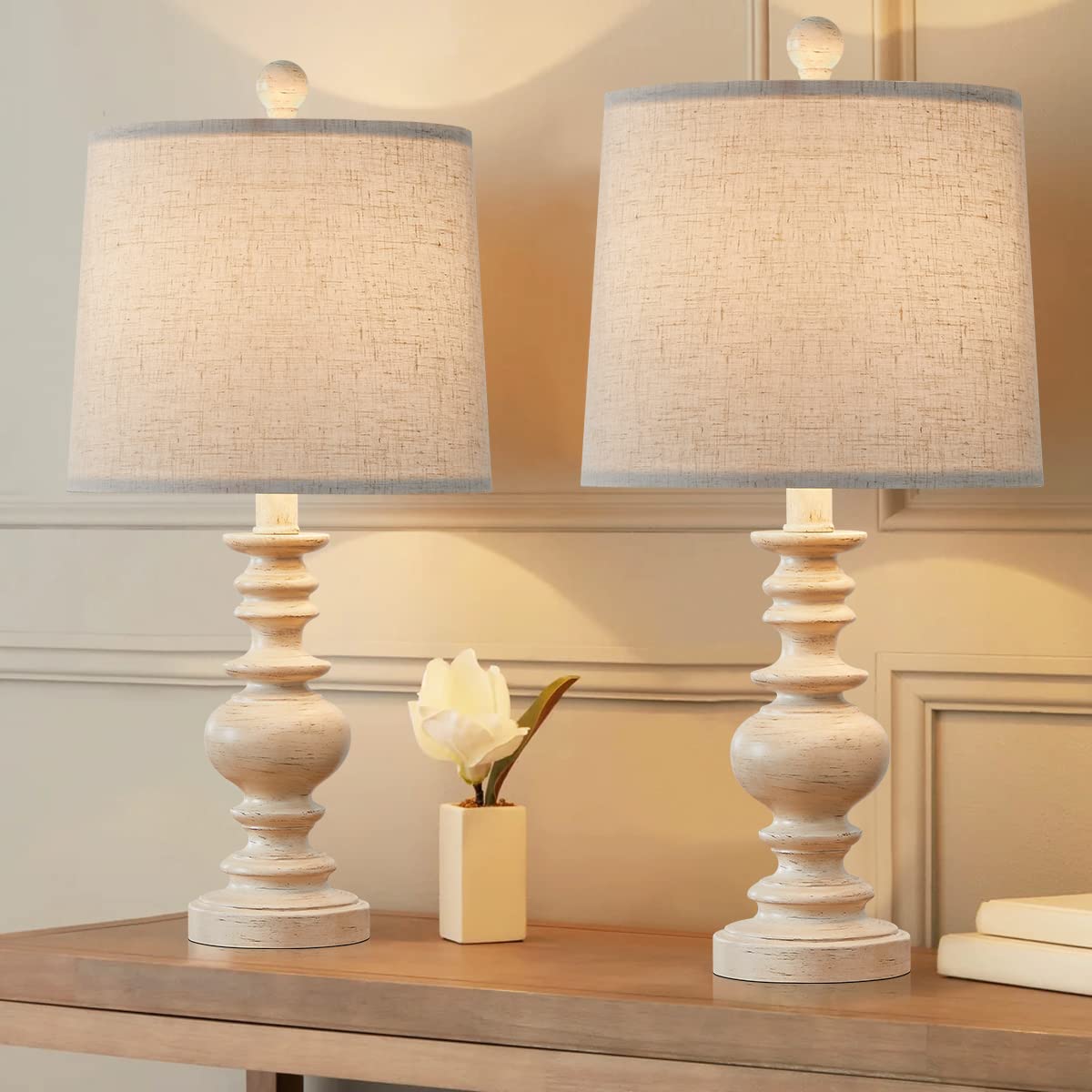 Bobomomo Tradition 20.5'' Rustic Table Lamp Set Of 2 For Living Room Farmhouse Bedside Desk Lamps Bedroom Nightstand Vintage Lam