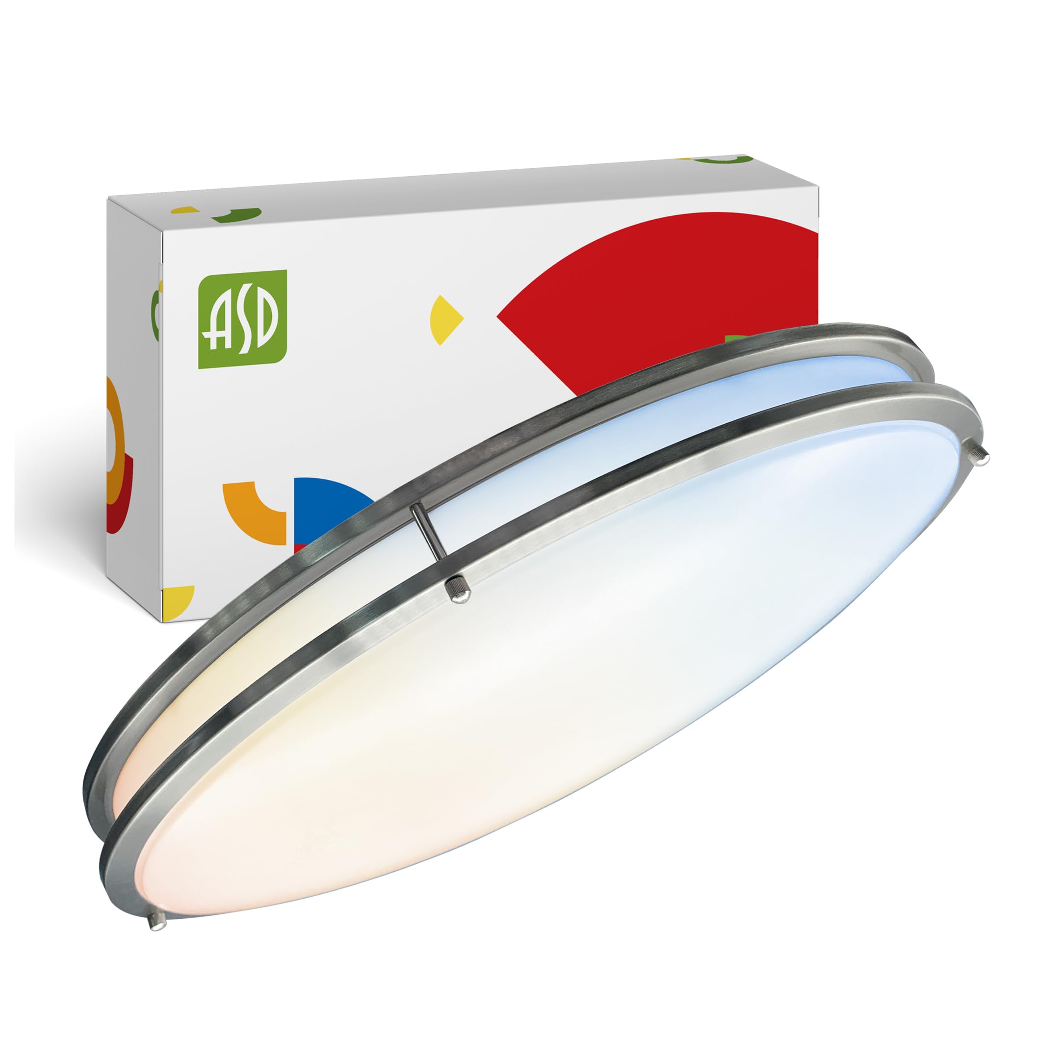 ASD LED 32 Inch Oval Flush Mount Light Fixture | 50W 3960LM 2700K-5000K 120V | 5CCT, Dimmable, ETL Listed | Close to Ceiling Dou