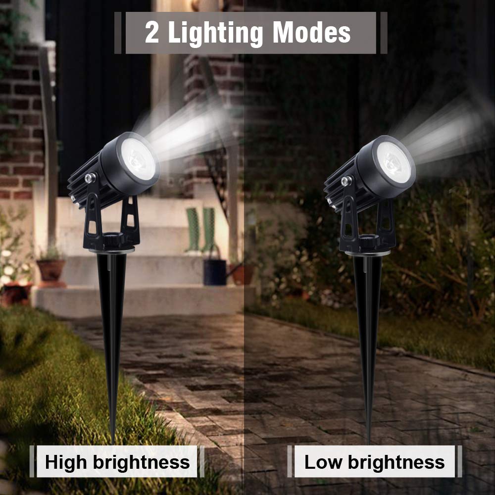 APONUO Solar Spot Lights Outdoor, Metal, IP65 Waterproof, Auto On/Off, 1-in-1, Cool White, 9.8ft Cable, Ideal for Garden and Pathway