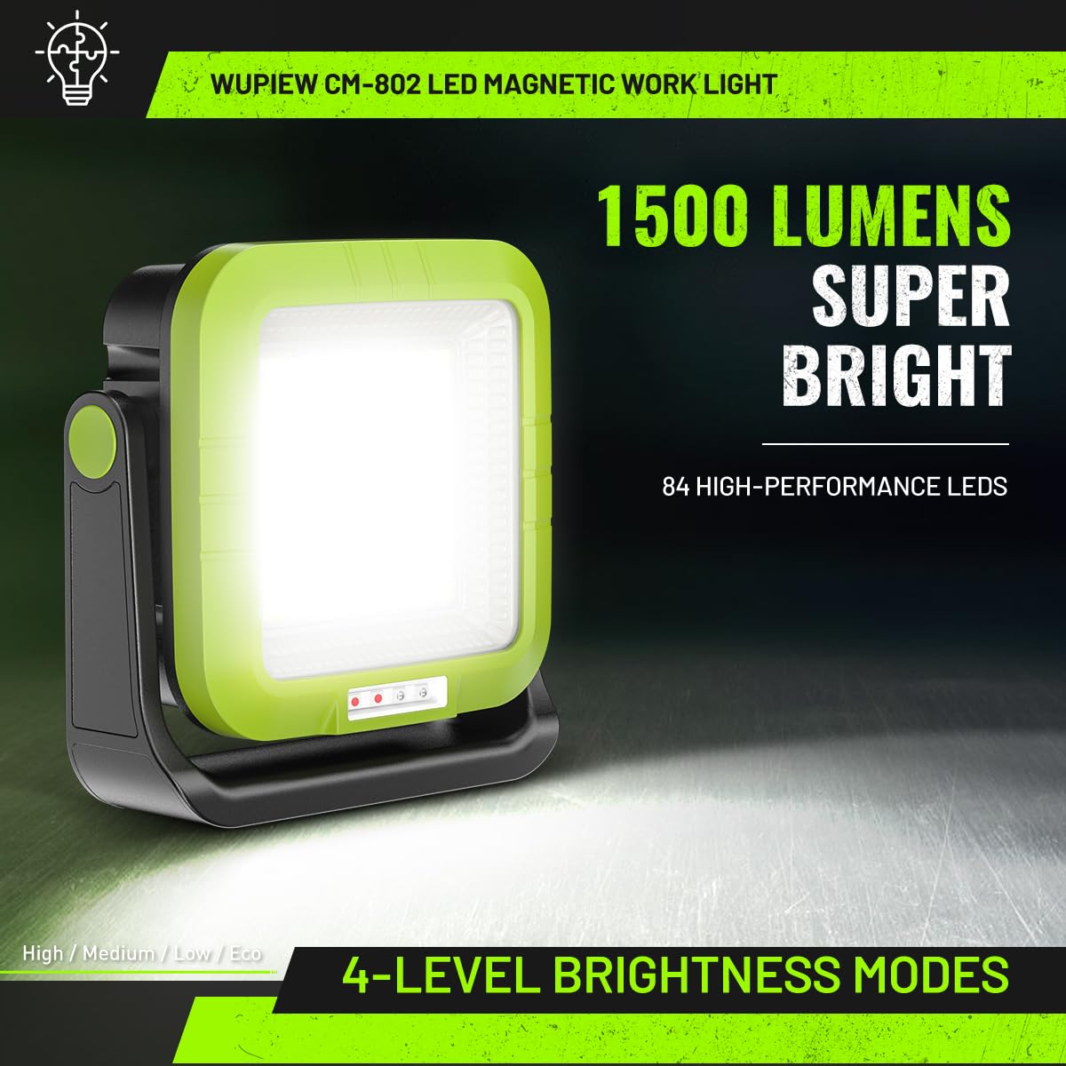 Wupiew Magnetic Work Light Rechargeable Led Tripod Work Light Flood Light Worklight Portable Cordless Trouble Light,Repair Lamp,