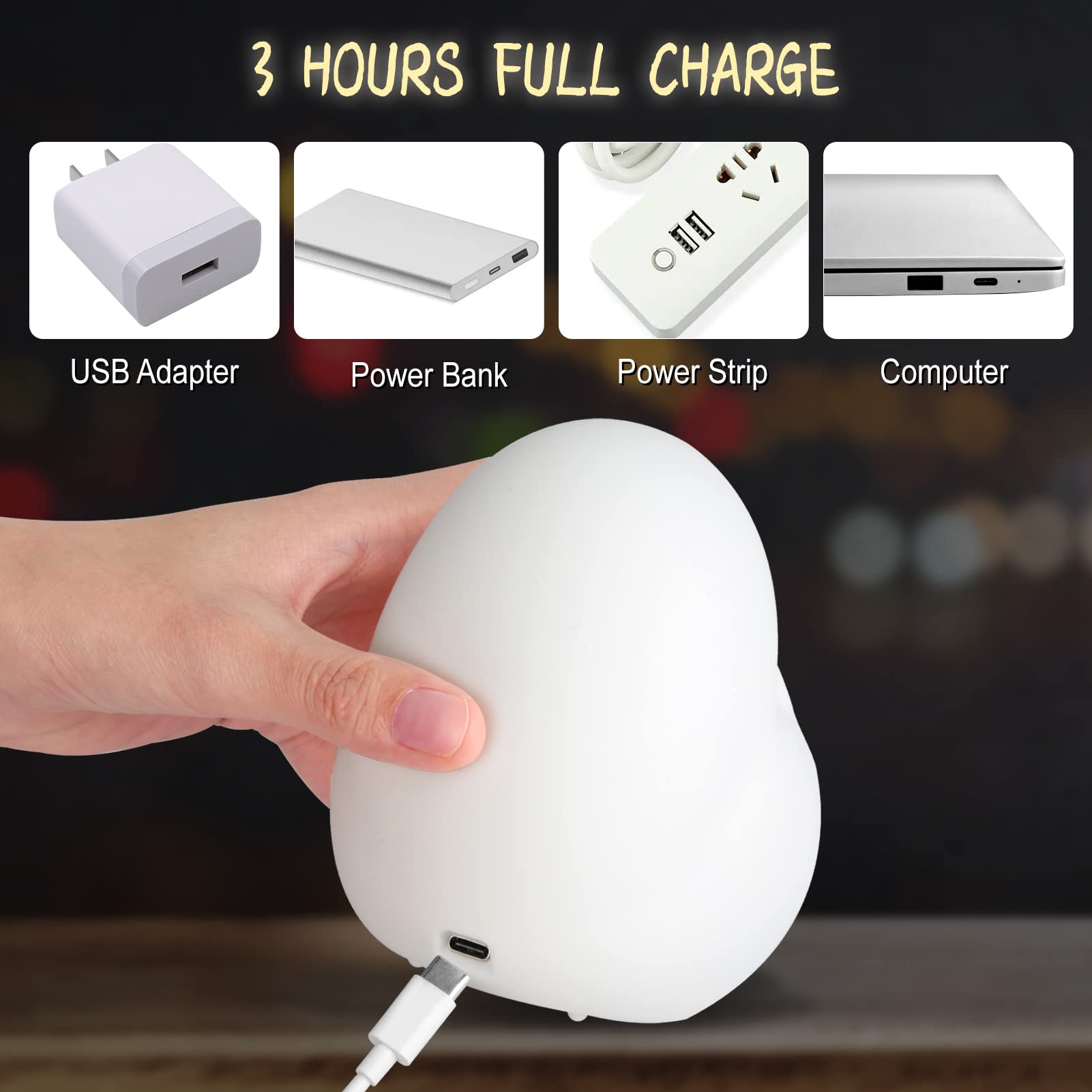 Duck Night Light, 6 Cute Colors Changing Night Light for Bedroom Rechargeable Silicone Duck Cute Lamp Birthday Gifts for Kids Ba