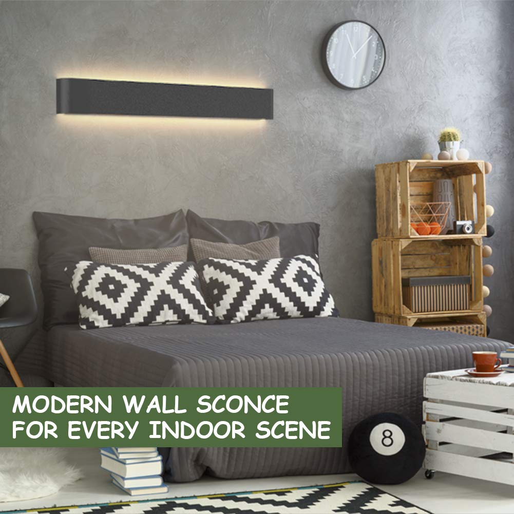 Aipsun 43.3in Matte Black LED Vanity Light - Up/Down Wall Mount, Warm Light 3000K for Bathroom