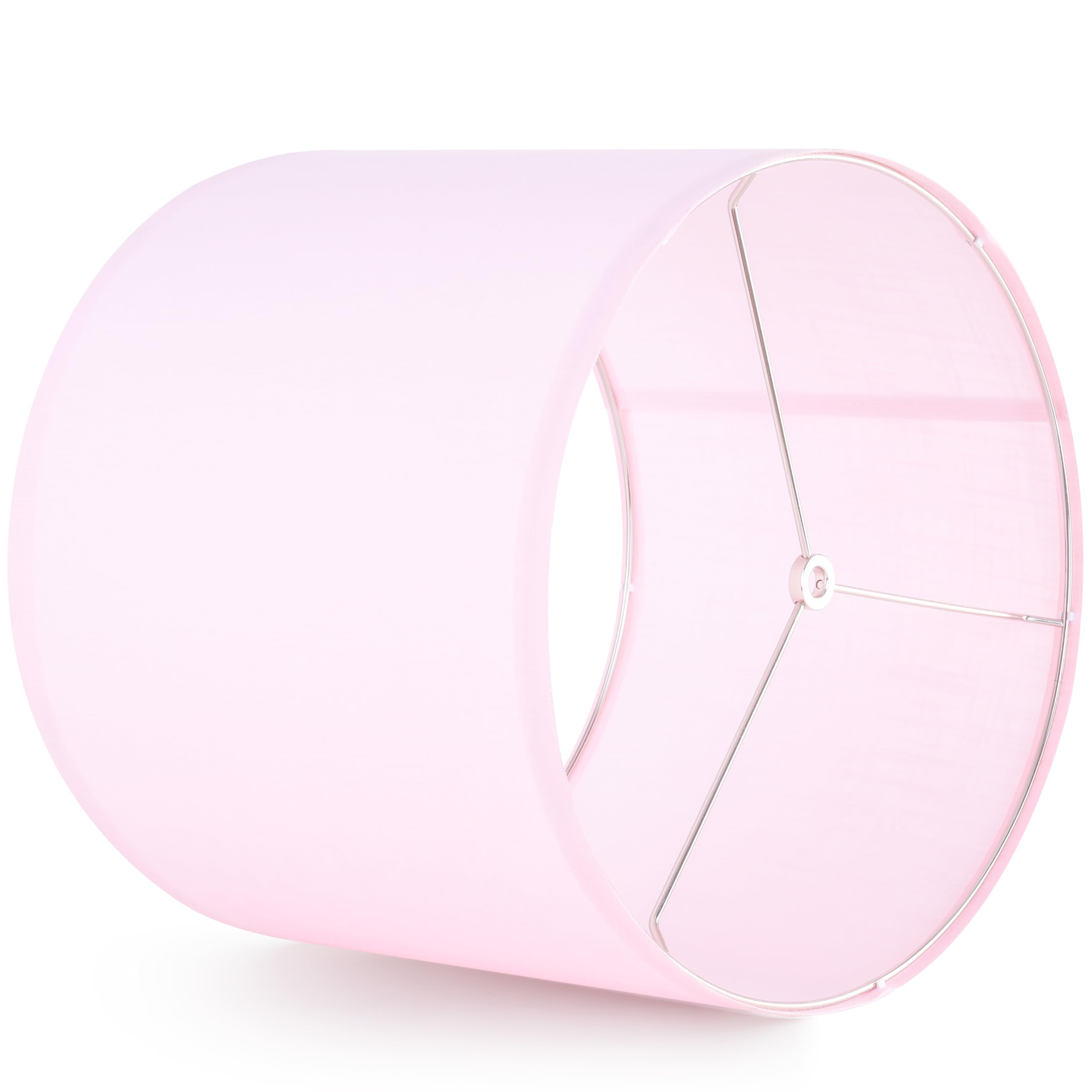 Pikopiko Pink Linen Set Of 2 Medium Drum Lamp Shade, Easy Assembly Required 13'' Top X 13'' Bottom X 10'' High Replacement Lamp