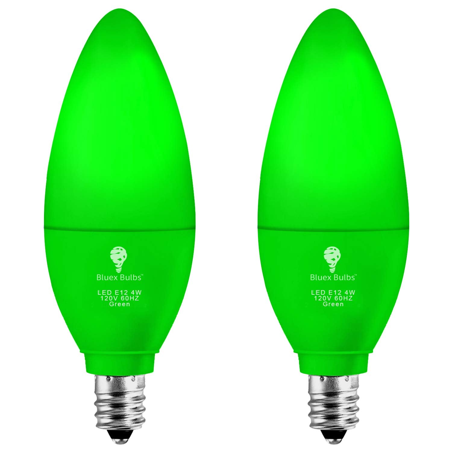 Bluex Bulbs 2 Pack LED Candle Light Bulb - Green - E12 Base - 4W (40W Equivalent) - Party & Home Decoration