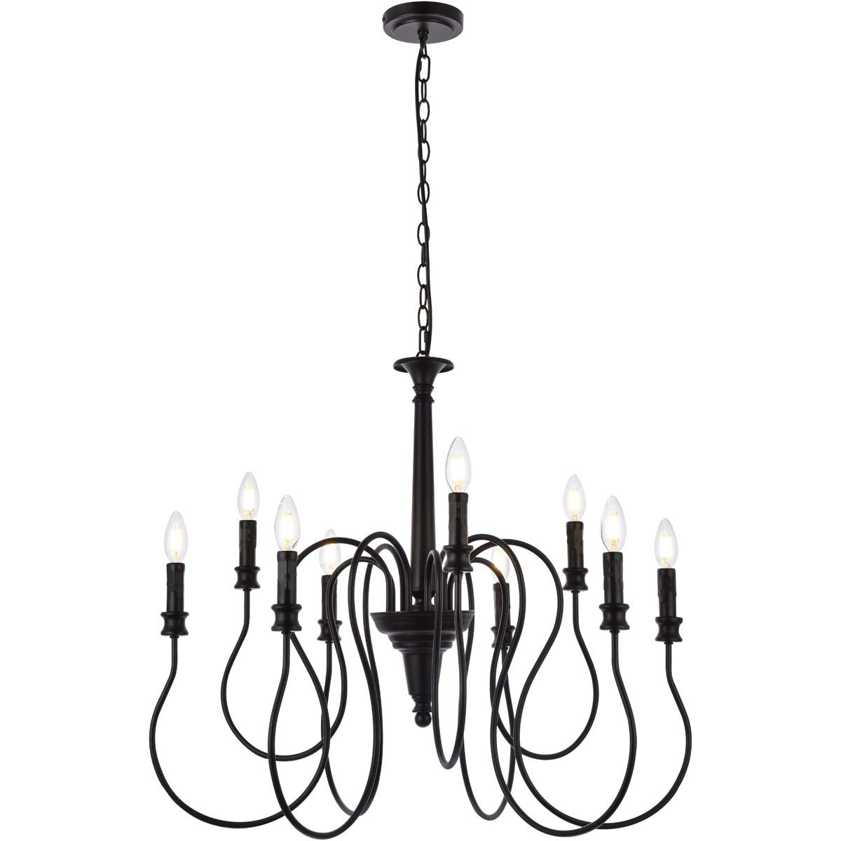 Living District Flynx 9-Light Mid-Century Metal Pendant in Black