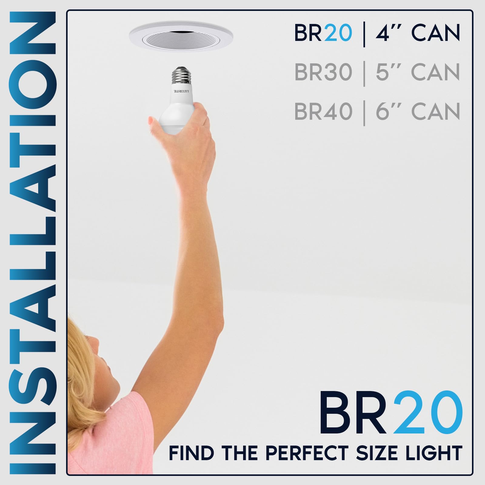 LUXRITE BR20 LED Bulb, 6.5W, 6500K Daylight, Dimmable, 460 Lumens, Energy Star, E26 Base, 6