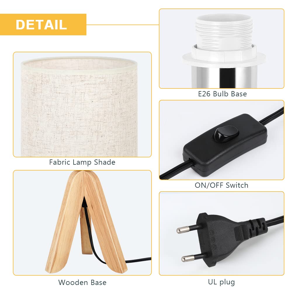 Bty Cute Kids Desk Lamp - Small Linen Fabric Shade Nightstand Light For Bedroom & Study Room