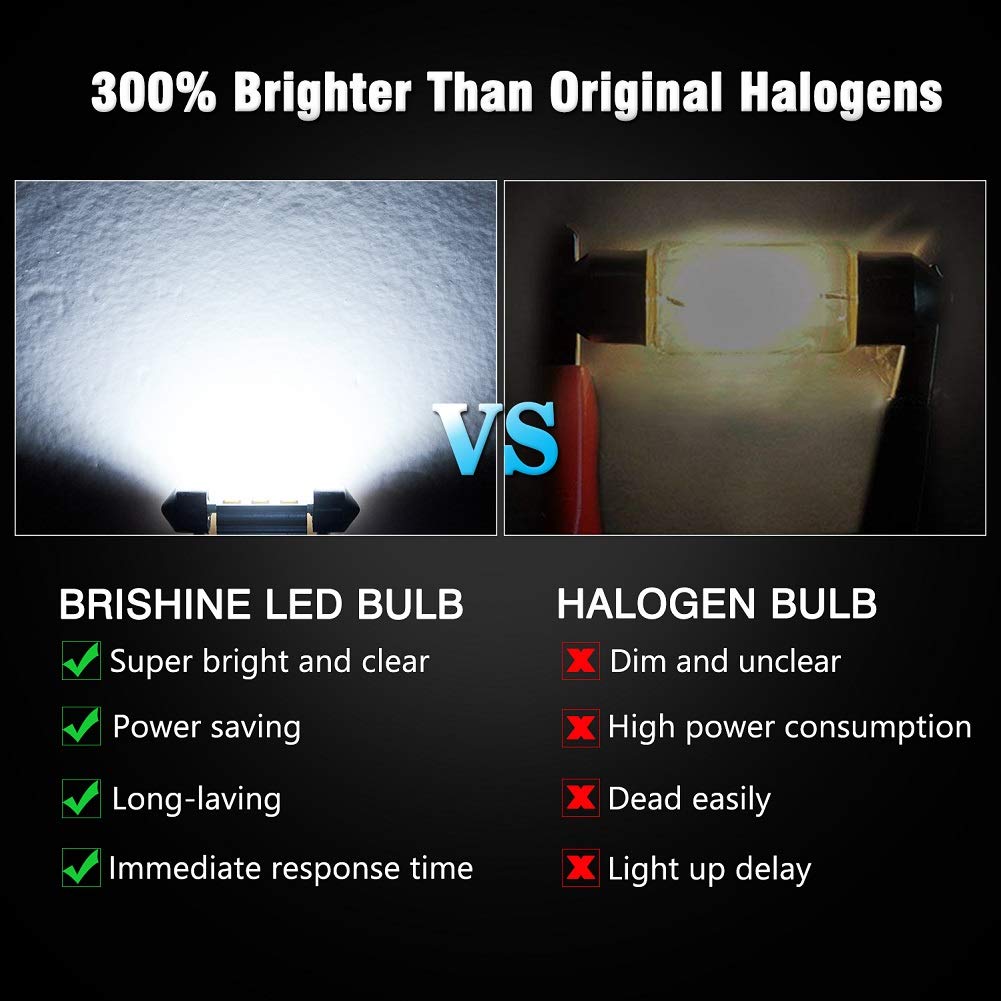 Brishine 4Pcs 6418 Led Bulbs, Super Bright 2835 Chipsets Canbus Error Free 36Mm 1.5    Festoon 6461 De3425 C5W Led Bulbs For Car