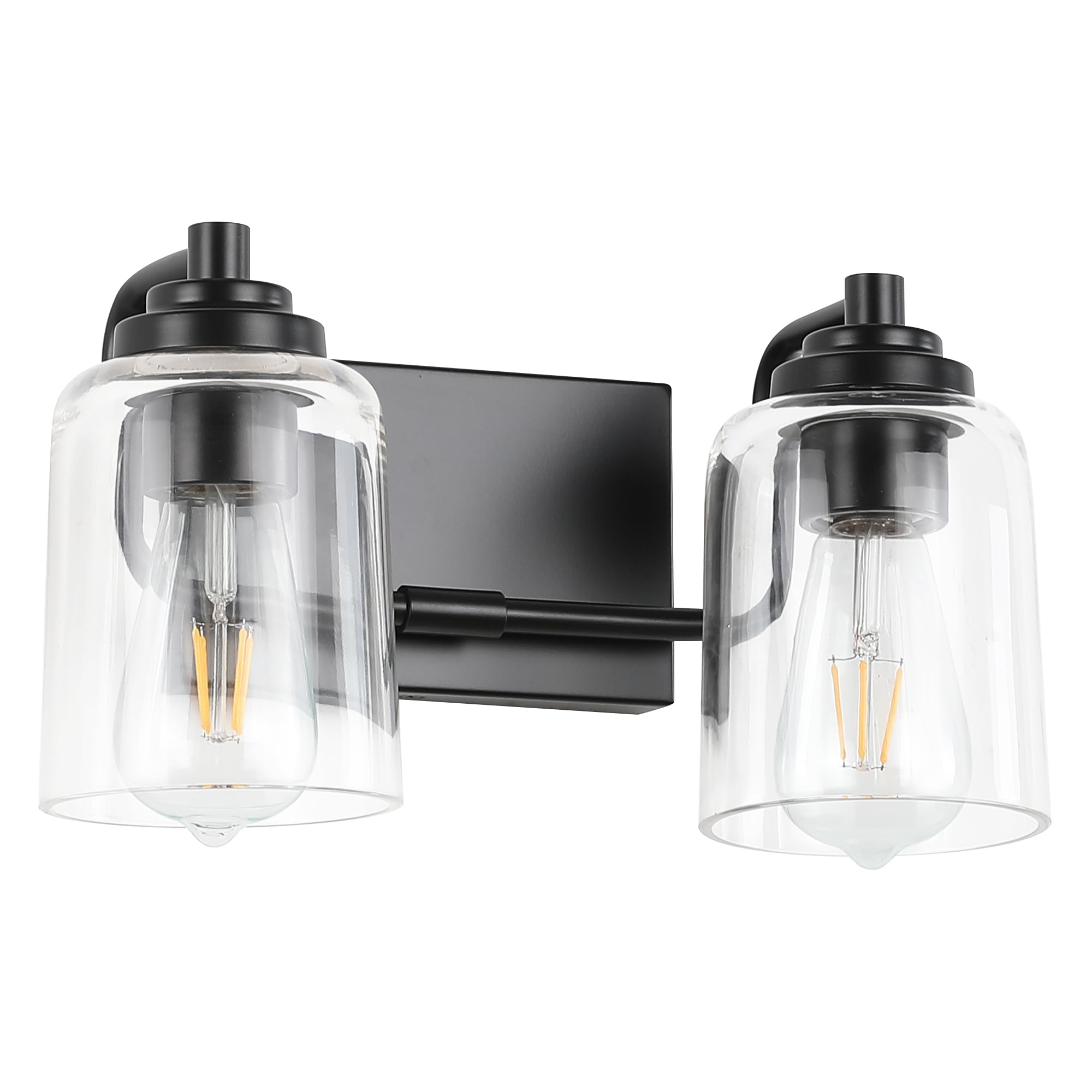 Solfart Matt Black 2 Lights Wall Sconces Bathroom Light Fixtures Wall Light Fixtures Lighting Fixtures Over Mirror 13.8 Inch Wal
