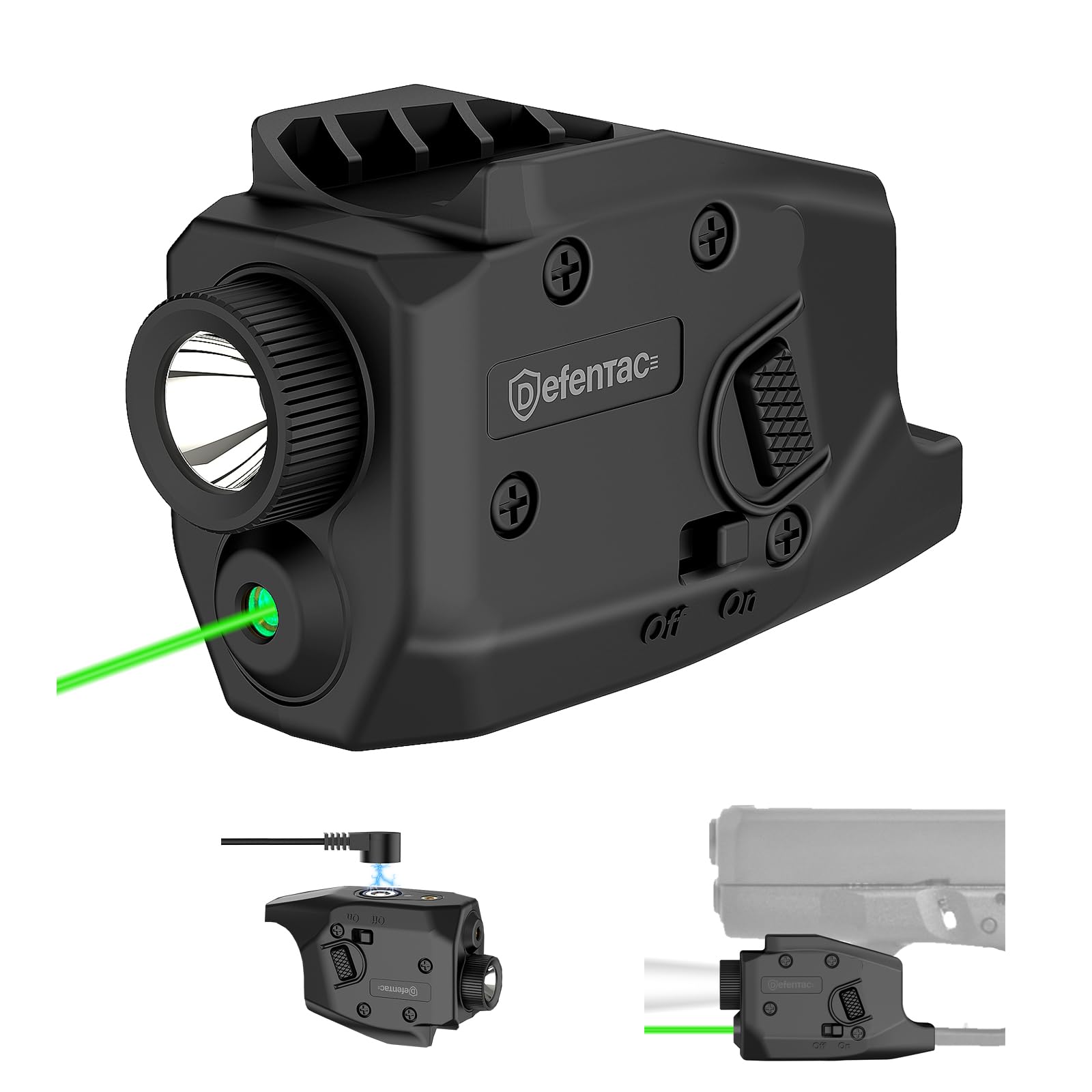 DEFENTAC 350lm Green Handheld Toy Laser Light Combo is Solely Compatible with Glock G26/G27/G28/G33/G39  NOT Fit for Other Handheld Toys  Magnetic Rechargeable 