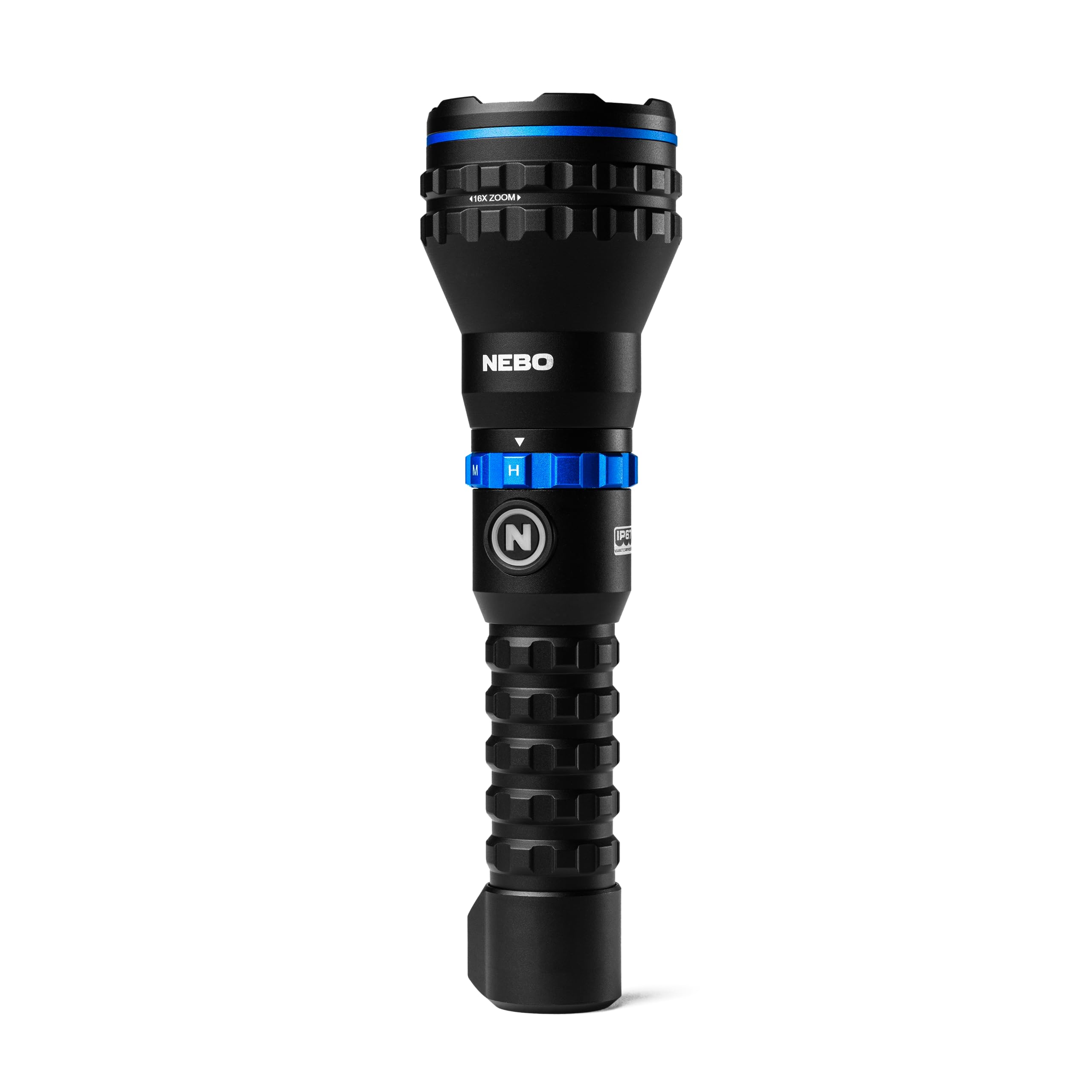 Nebo Luxtreme Mz60 Blueline Rechargeable, Powerful 500 Lumen Half-Mile Beam Flashlight, Storm Gray
