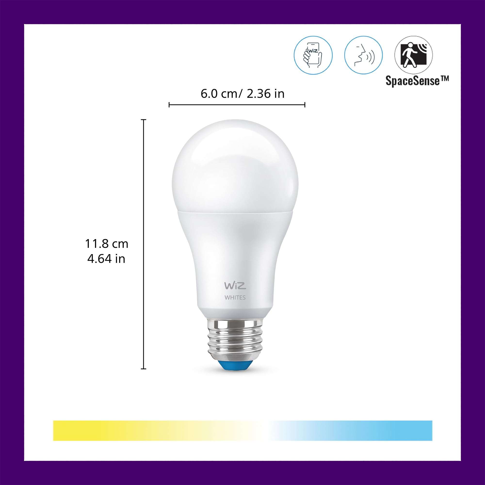 Wiz 60W A19 Tunable White Led Smart Bulb - Pack Of 6 - E26- Indoor - Connects To Your Existing Wi-Fi - Control With Voice Or App