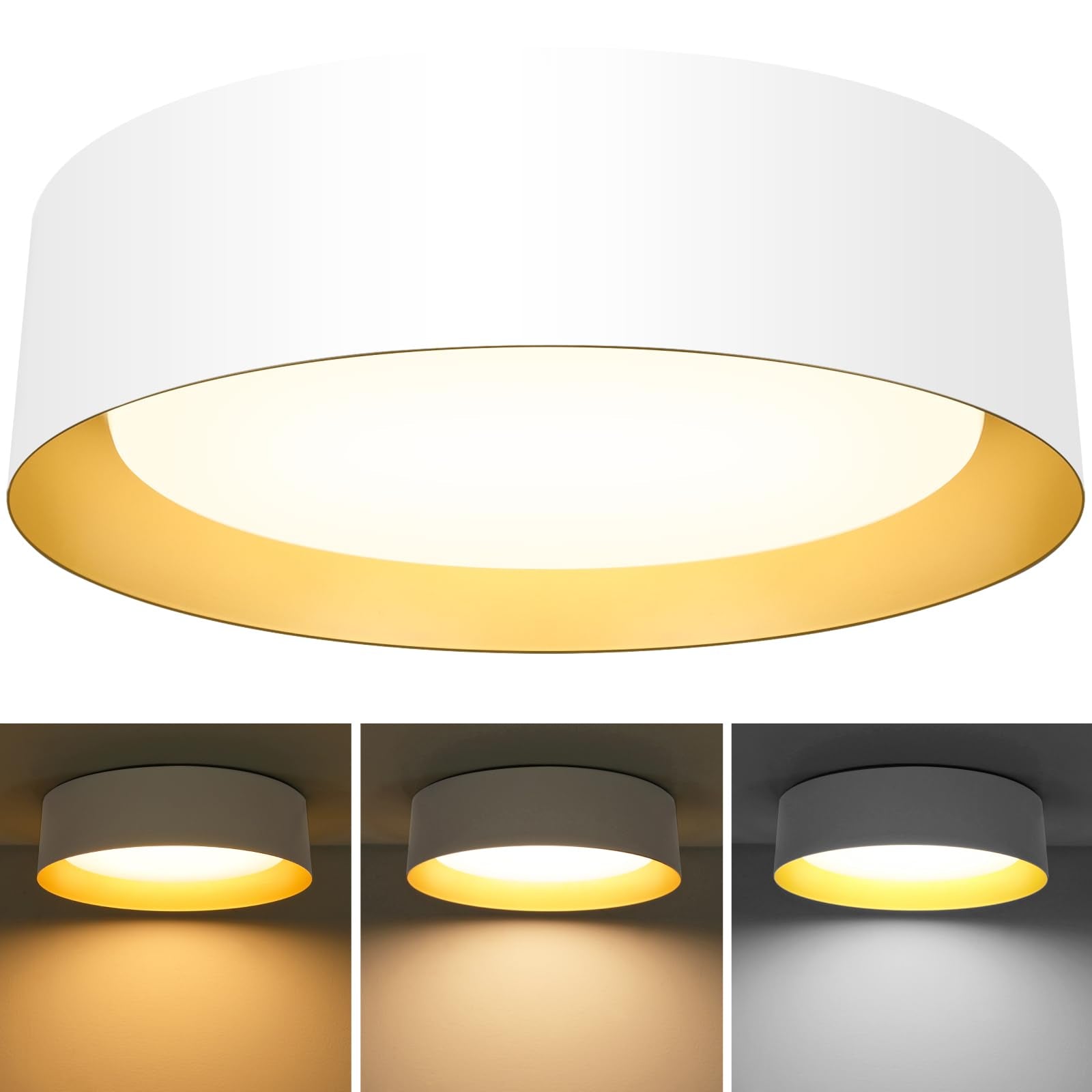Brighthome Flush Mount Ceiling Light White, 25W Led Ceiling Light Fixture 250W Equivalent, Cct Adjustable 3000K 4000K 5000K, 13I