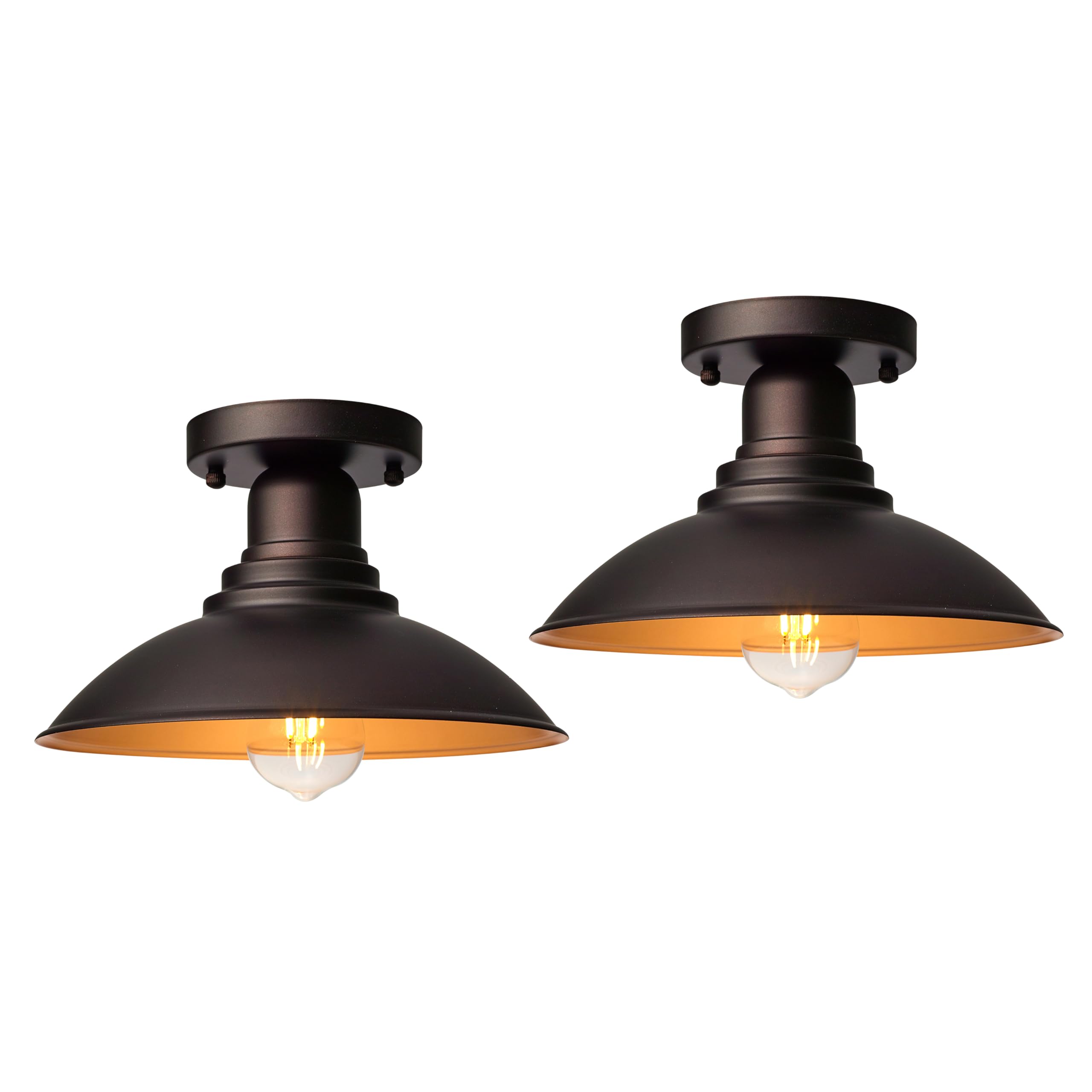 Goldhill Bronze Outdoor Semi Flush Mount Ceiling Light 2 Pack With Gold  Farmhouse Close To Ceiling Lighting With E26 Based Socket For Hallway Foyer Kitchen Porch Bathroom