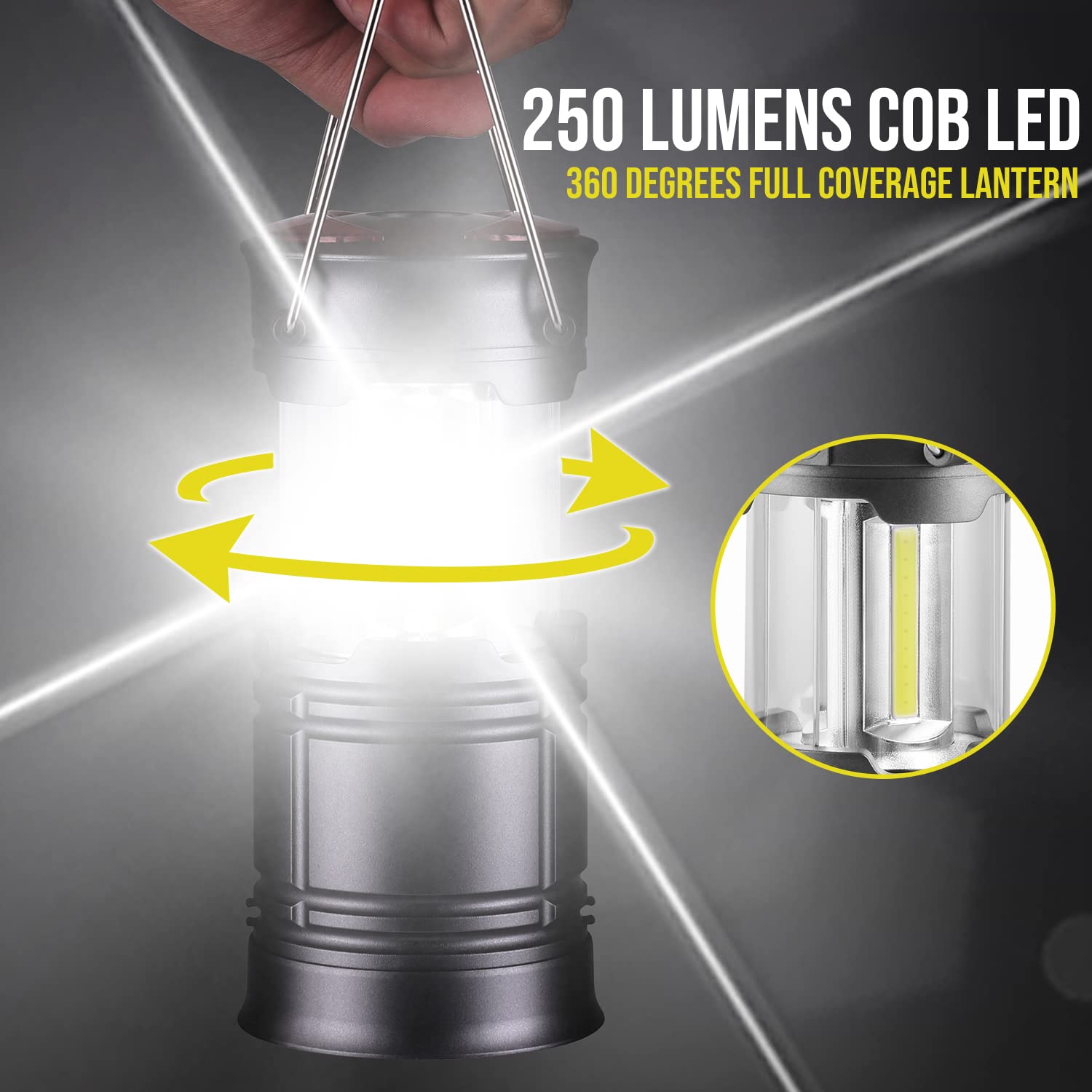 Lichamp 2 Pack LED Camping Lanterns, Battery Powered, Large, Gray, Model F2GY