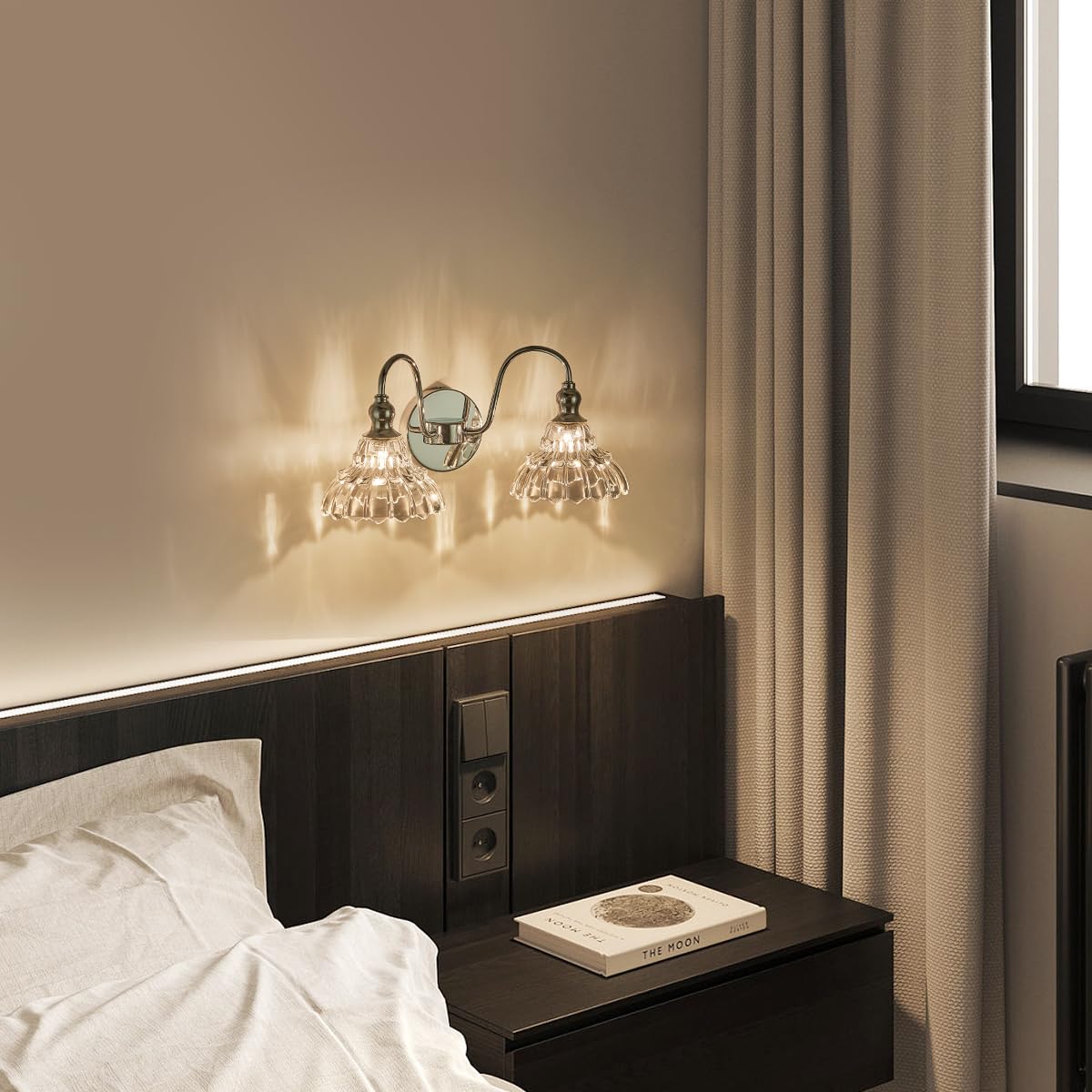 Tlolgt Chrome 2-Light Wall Sconces Bathroom Vanity Light Light Fixtures Modern Vanity Lighting Fixtures Wall Light For Bedroom Living Room Bathroom
