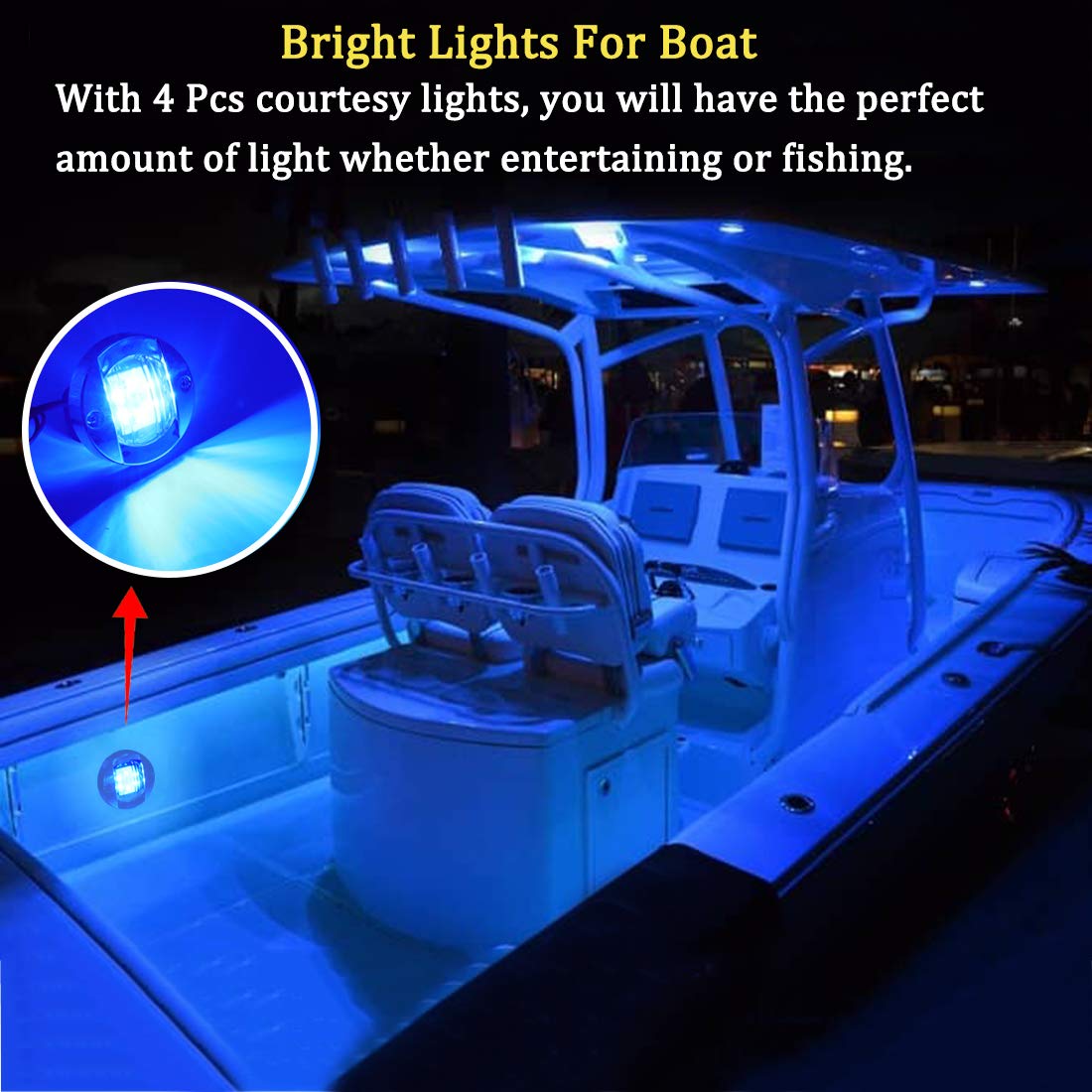 Boaton LED Night Fishing Lights, Marine Boat Interior Lights, Blue