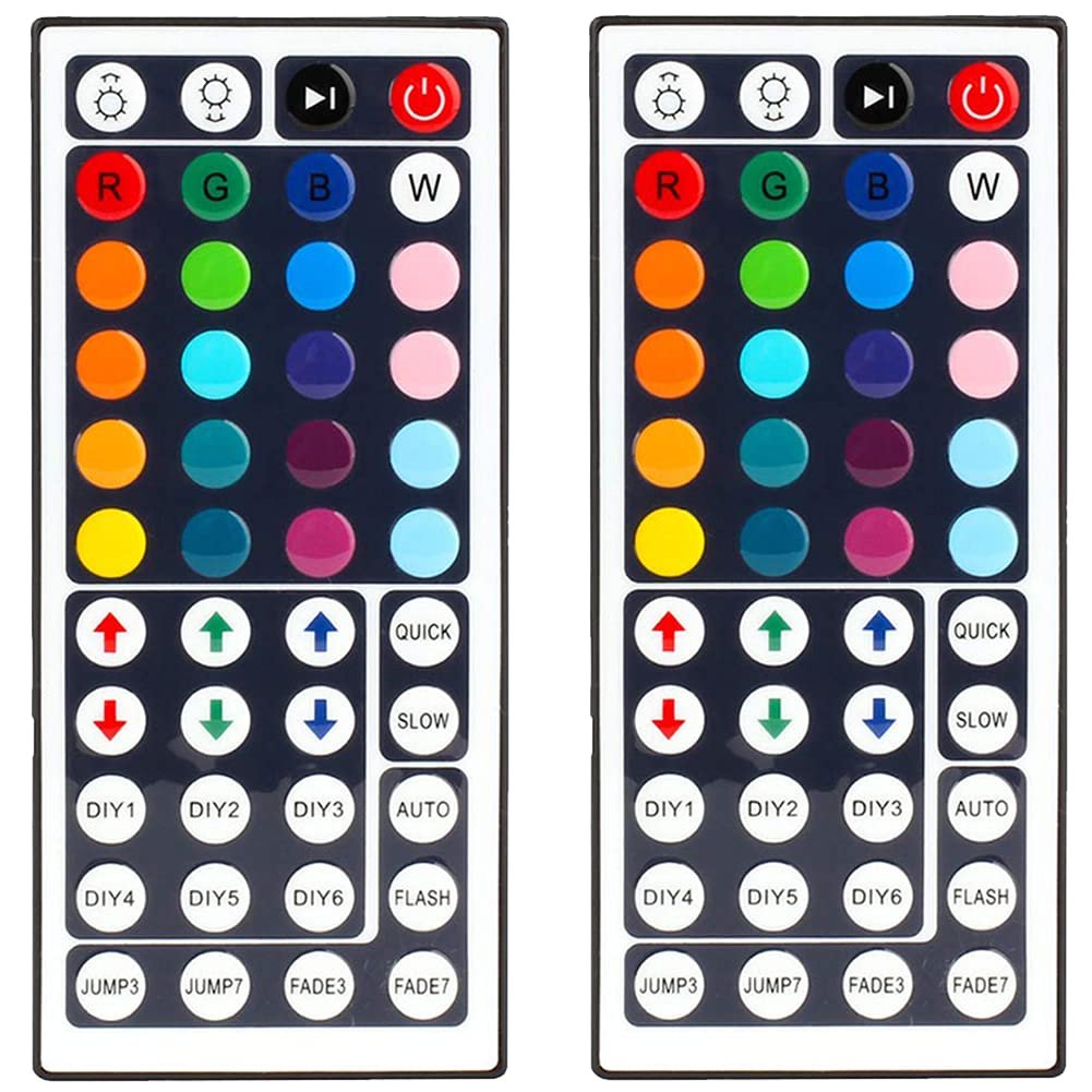 FUMAFI 44 Key RGB LED Strip Light Remote Controller, Wireless Dimmer, IR Remote Control, Model MHH077, 2 Pack