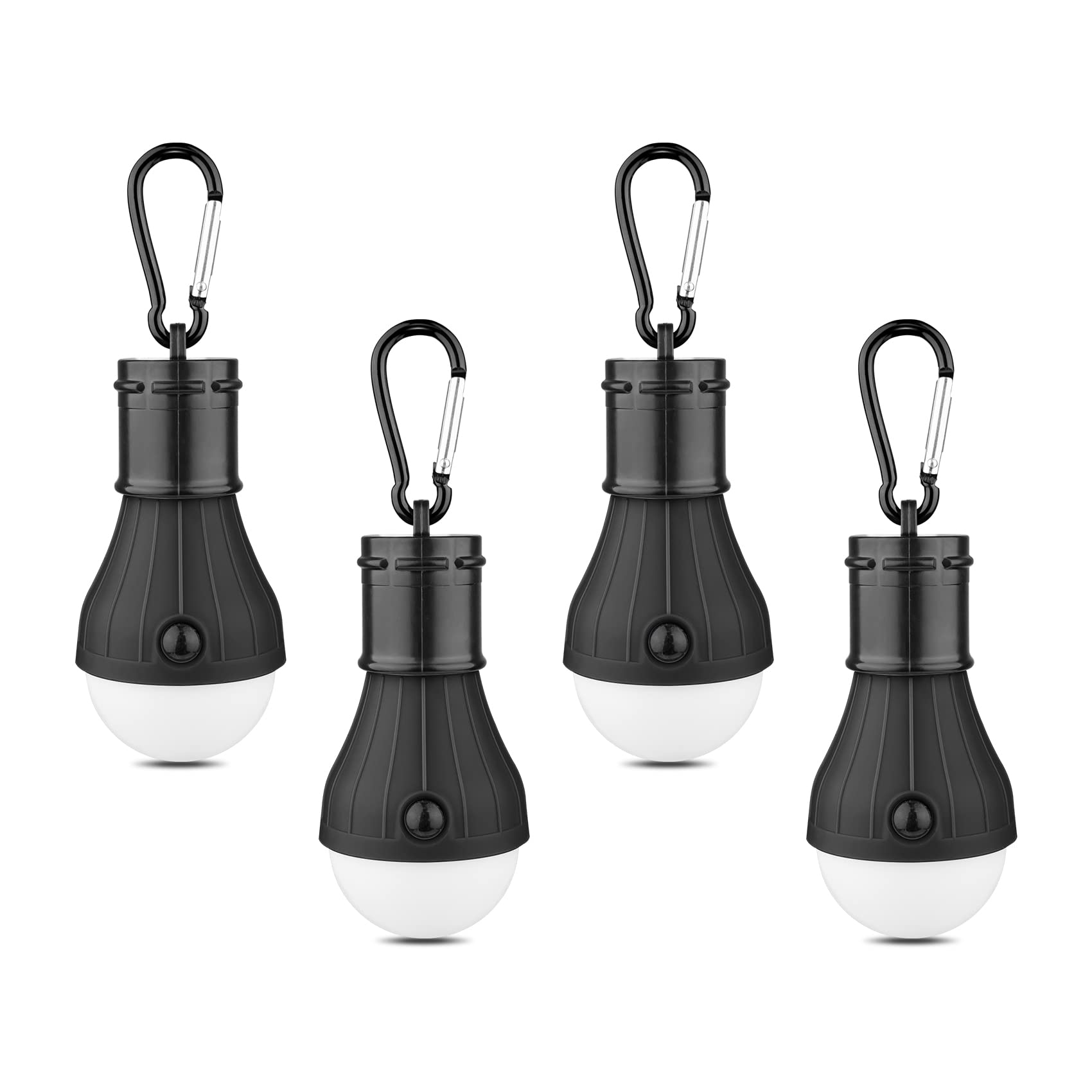 Jarxin LED Camping Tent Lantern - Battery Operated, Super Bright, Portable, Waterproof, 4 Packs, Black