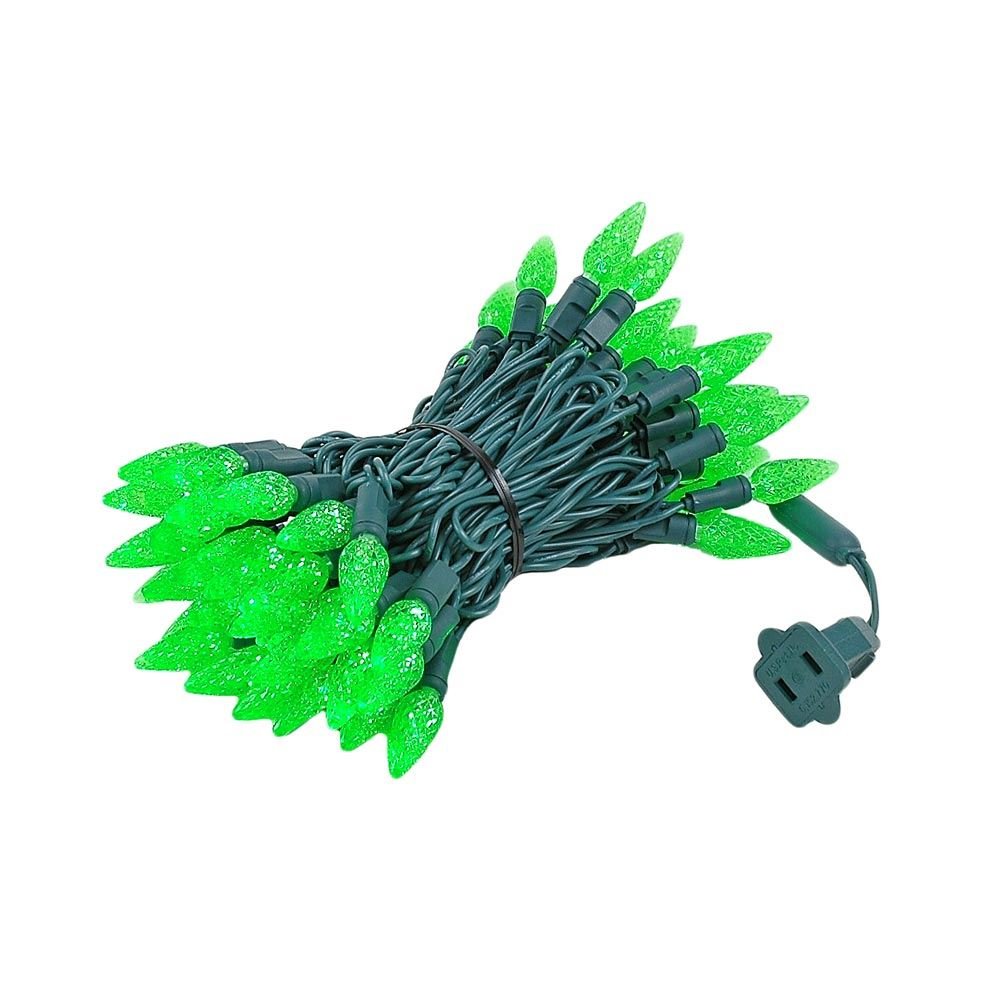 Novelty Lights C6 Led Christmas Mini Light Set, 70 Lights, 24Ft, Green Wire, Commercial Grade Outdoor Lighting