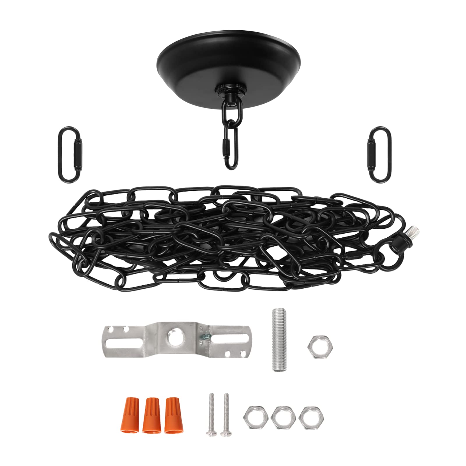 Eumyviv Heavy Duty Black Chain with 5in Canopy Kit, 10 Ft, Metal, Model L0018, Ideal for Chandelier and Swag Light Fixture
