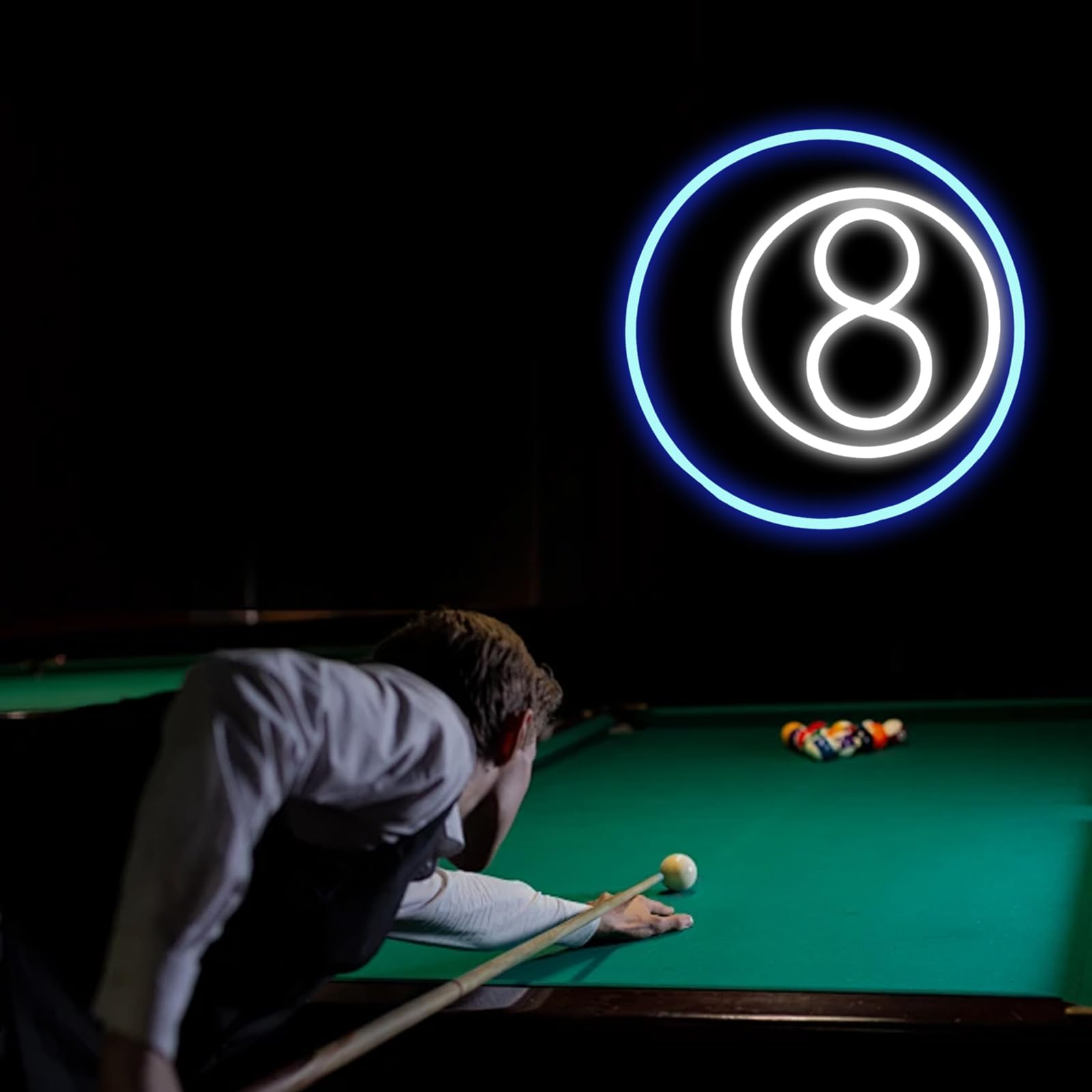 Billiards Neon Sign For Wall Decor  Dimmable Black 8 Led Light Sign  Creative Aesthetic Room Decor For Gameroom Party Man Cave malt-inspired Bar Restaurant Christmas Gift Art  Dad Billiards Sign Decorations