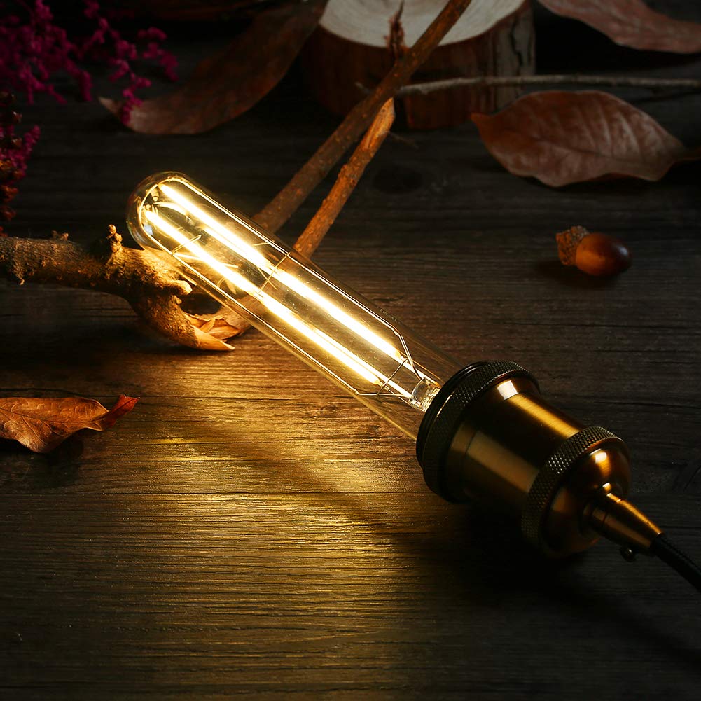 Vctc Lighting Dimmable 6W Tubular Led Bulbs, 3000K Warm White,Edison Style Filament Light Bulb, T10 Vintage Bulb 60 Watt Equival
