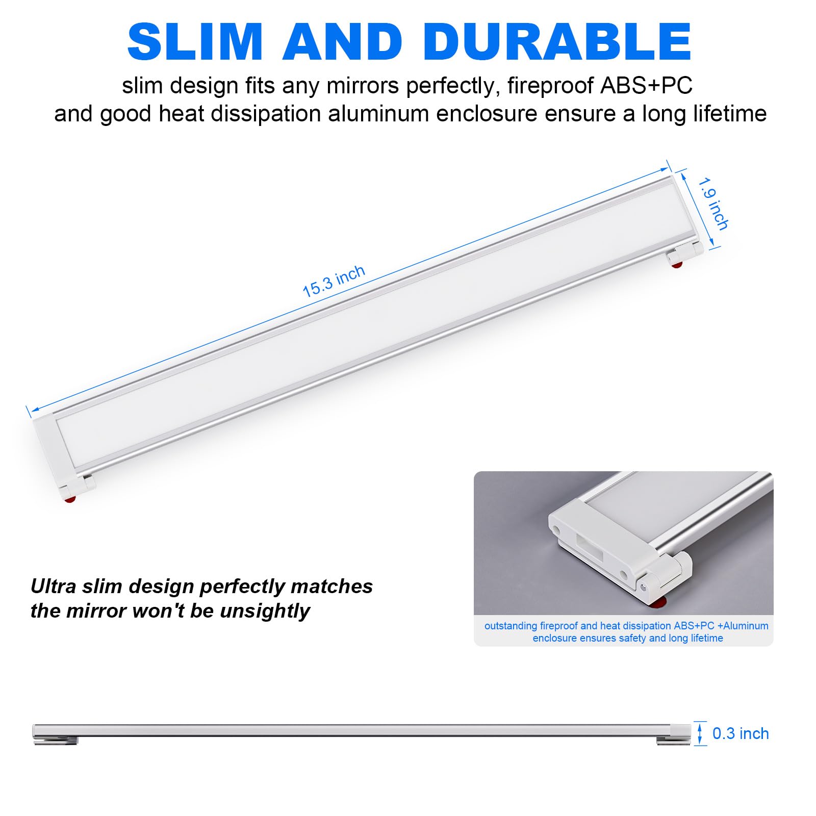 My Beauty Light Led Vanity Lights, Angle Adjustable, Dimmable, 15.3L X 1.9W, Silver, Model Bm201