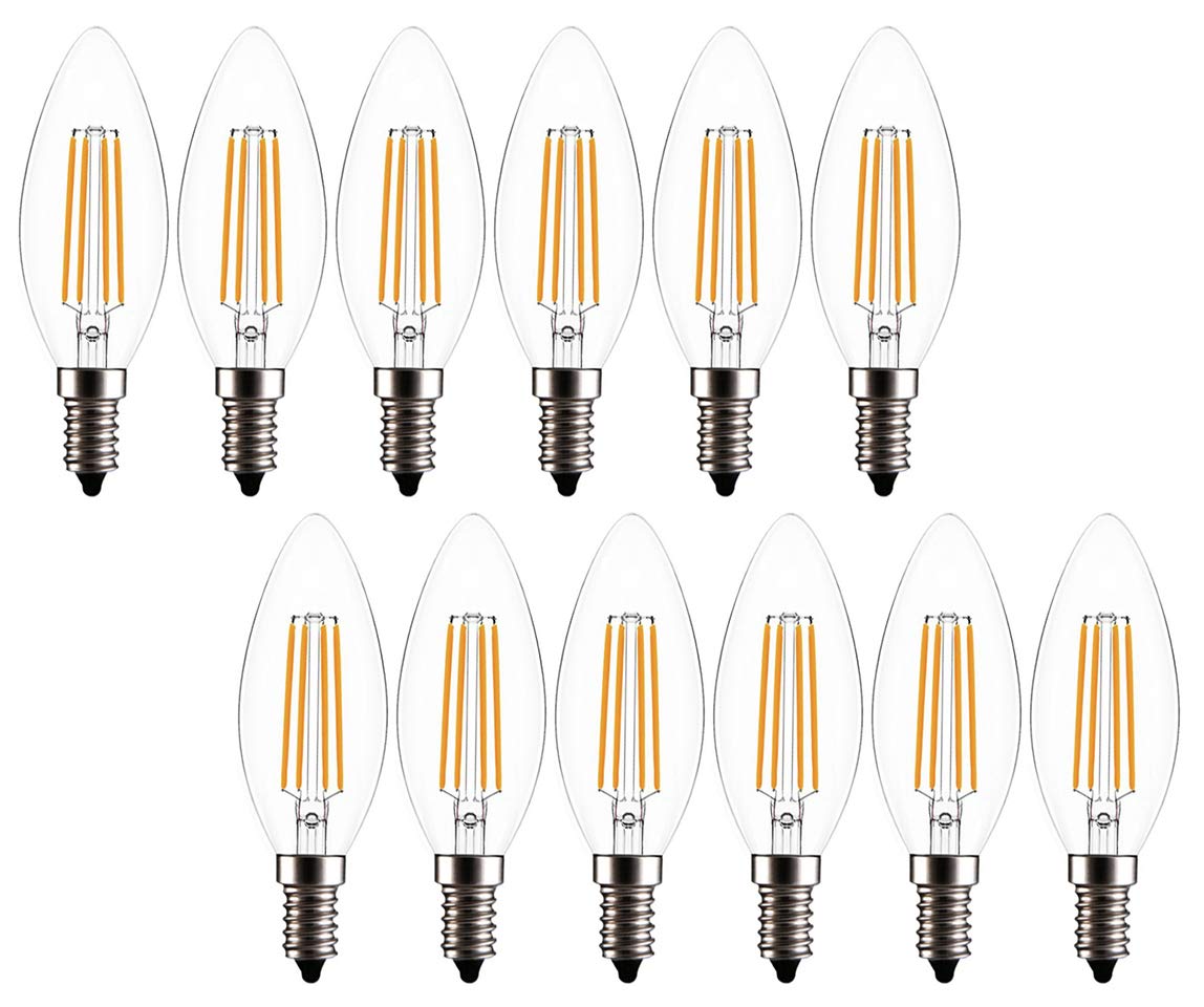 Bulbright LED Candelabra Bulb, Dimmable B11 2W LED Filament Candle Bulb, E12 Base, Warm White 2700K, LED Light Bulb 20W Equivale