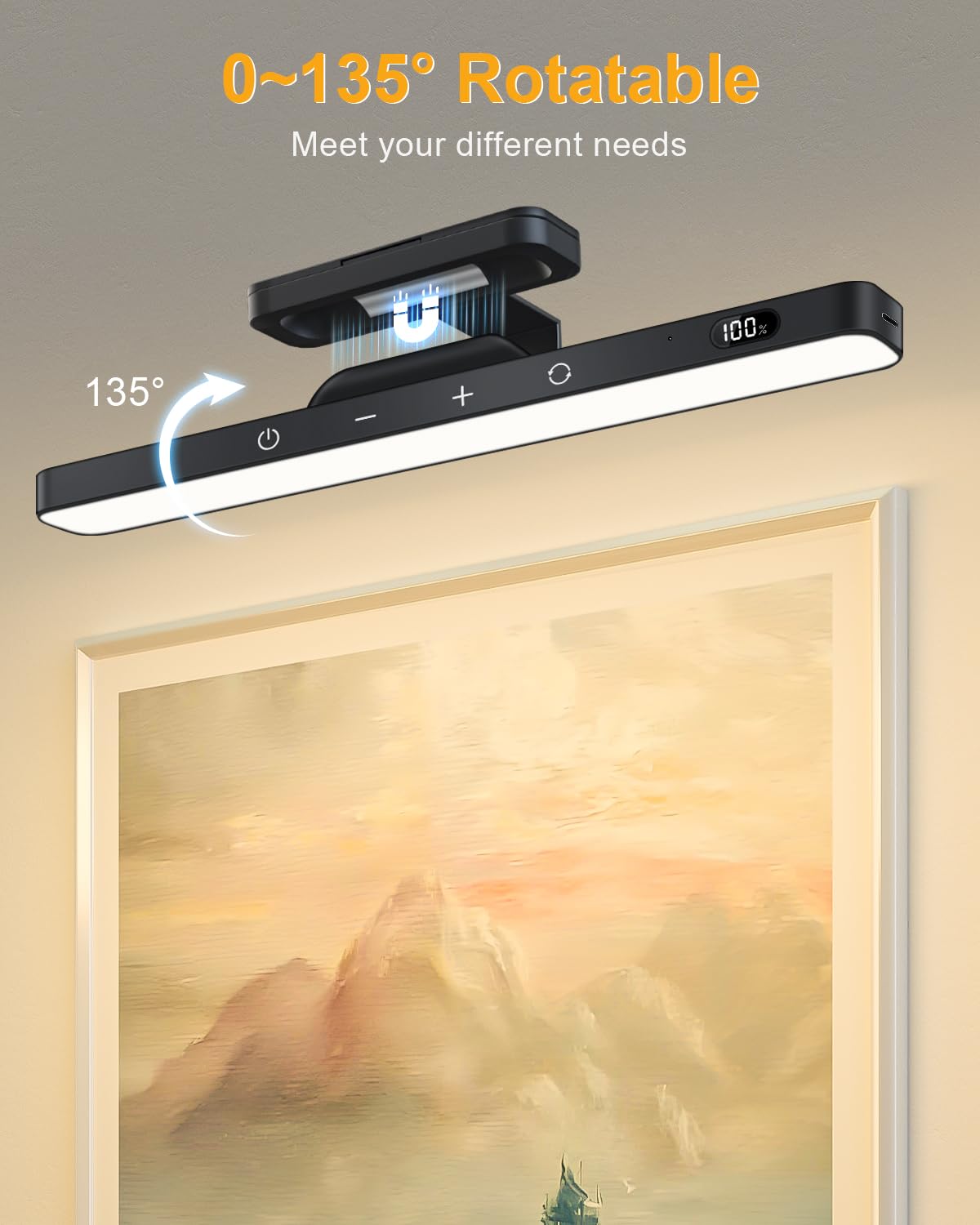 WILLED 5W Picture Lights, Battery Operated, Dimmable with Remote, Black, Model WUS-038
