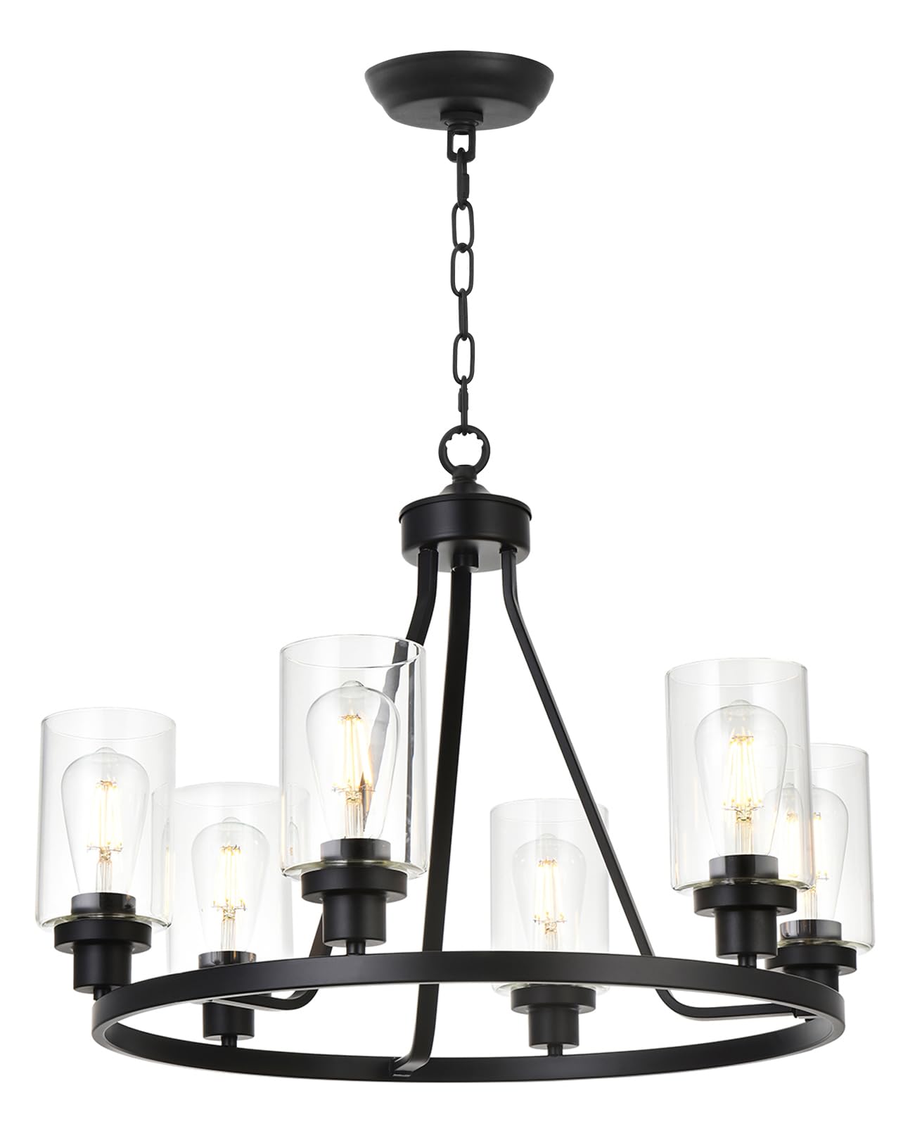 MELUCEE 6-Light Chandeliers for Dining Room, Farmhouse Lighting Black Light Fixtures Ceiling Hanging Industrial Pendant Light fo