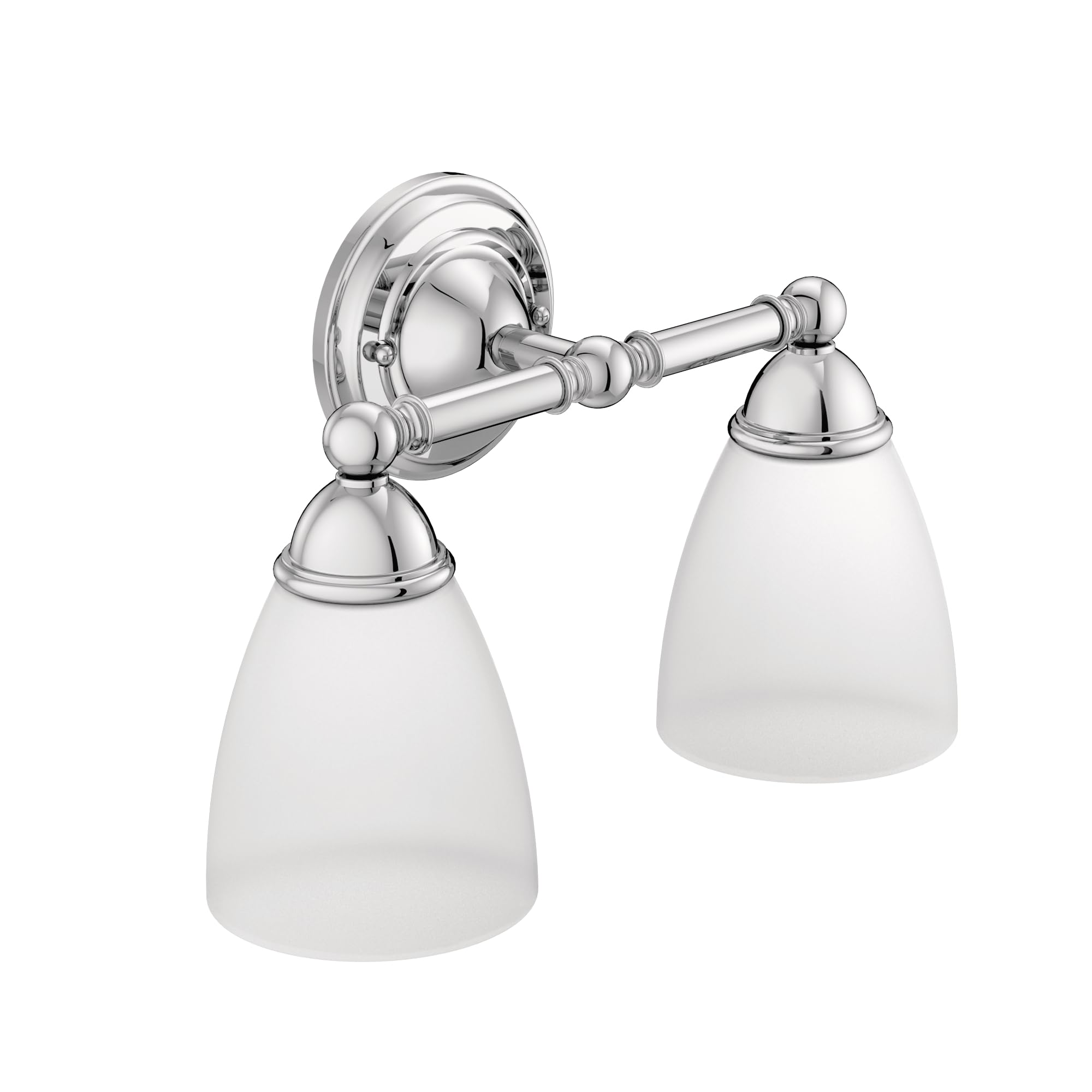 Moen Brantford 2-Light Bath Vanity Fixture, Frosted Glass, Chrome, Model YB2262CH