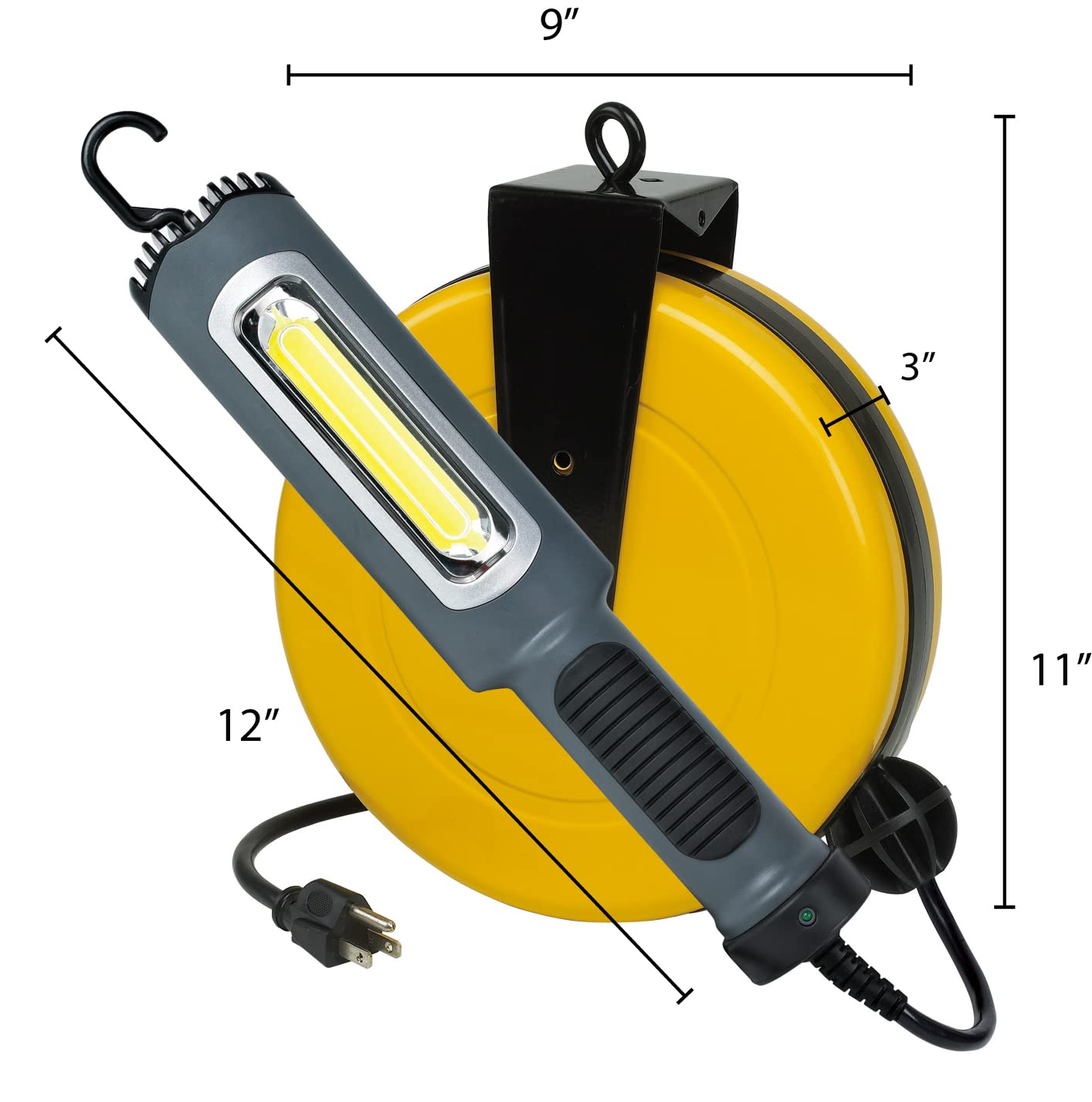 Professional Grade Retractable Cord Reel With Led Work Light, 50' 18/2 Sjt, 1000 Lumen; Proreel