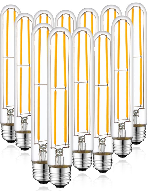 Long T10 Led Bulb, 7.3In Vintage Edison Dimmable Bulb 6W 2700K Warm White Tubular Bulbs, E26 Medium Base Clear 600Lm 60W Equival