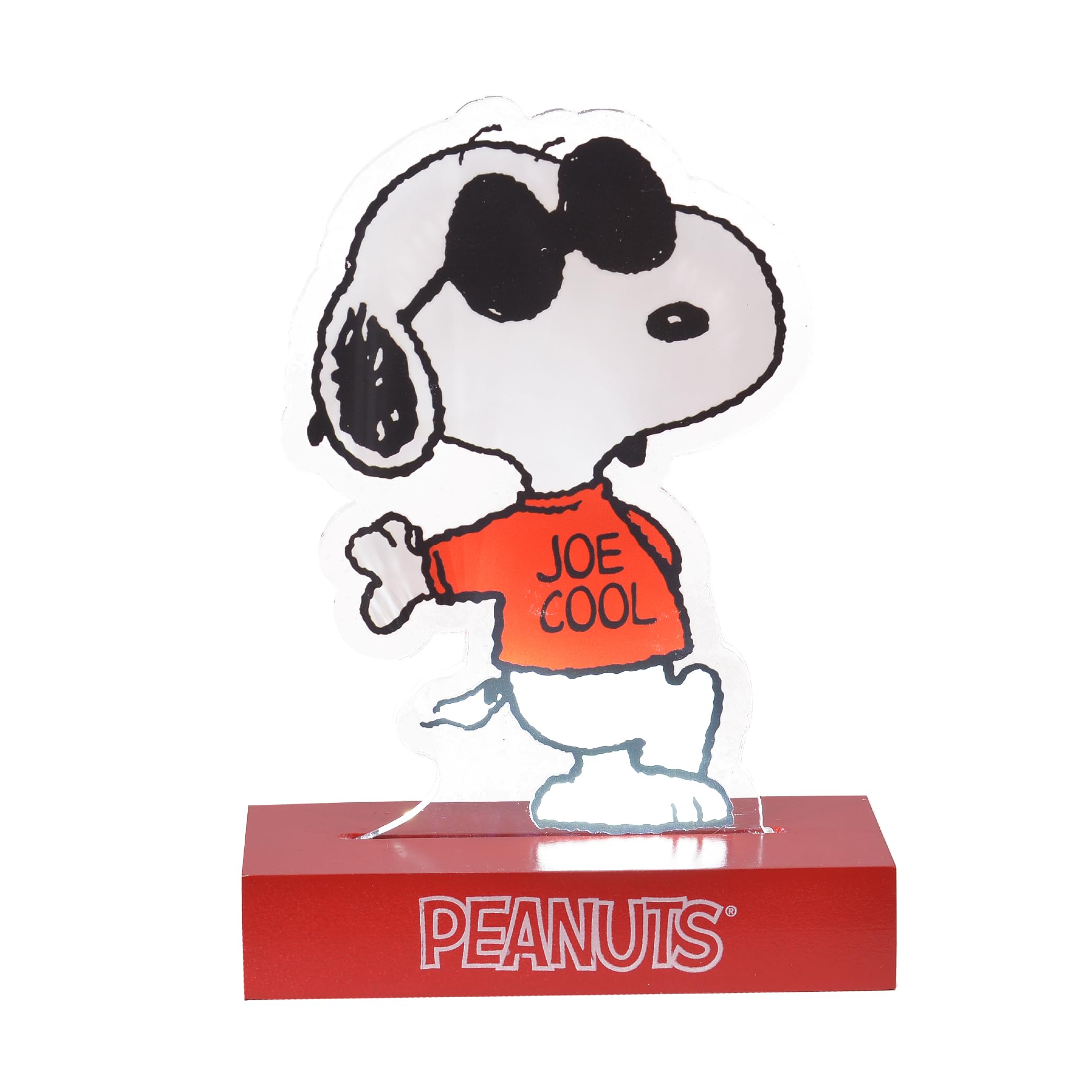 Mark Feldstein, Peanuts Snoopy Joe Cool LED Illuminated Tabletop Acrylic Light Figurine, 6 Inch