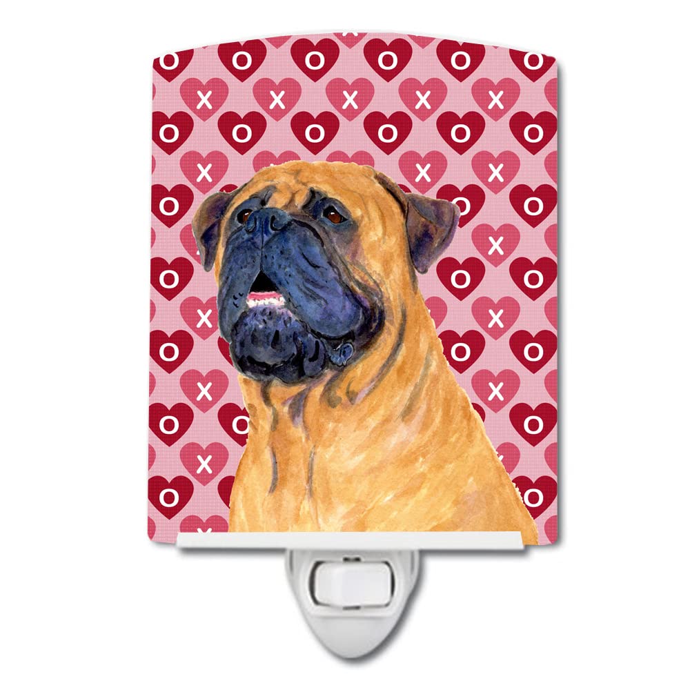 Carolines Treasures Ceramic Night Light, Mastiff Hearts Design, UL-Certified, 6x4x3 inches, Multicolor, Model SS4520CNL