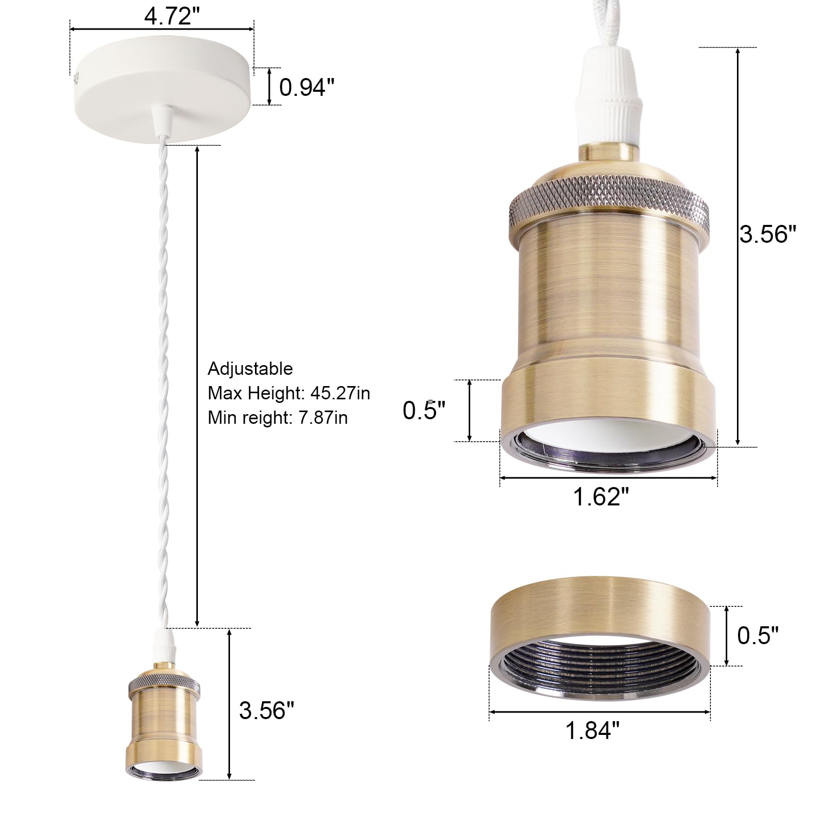 YHANFENGCY Plug in Pendant Light Cord with Dimmer Switch, 19.68 ft Hemp Rope, Light Brown, Model A709/600