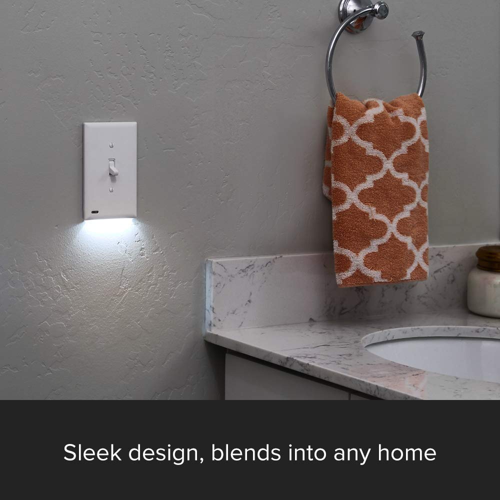 SnapPower 2 Pack SwitchLight - LED Night Light for Toggle Switches - Auto On/Off Sensor, Adjustable Brightness, White