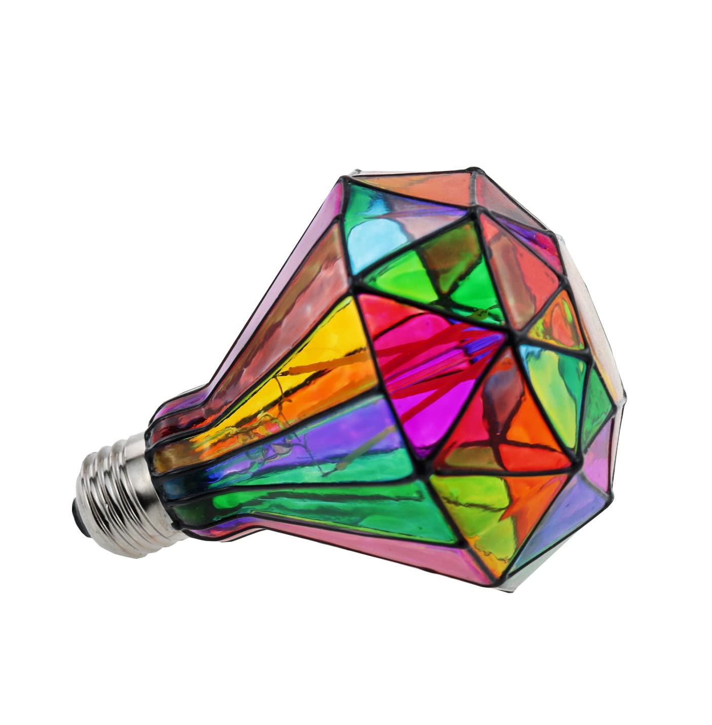 Greeogin Dimmable Stained Glass Led Light Bulb,Diamond Shape Led Bulb, E26 Base 6 Watts G95 Shape Light Bulbs, For Home Party,Re
