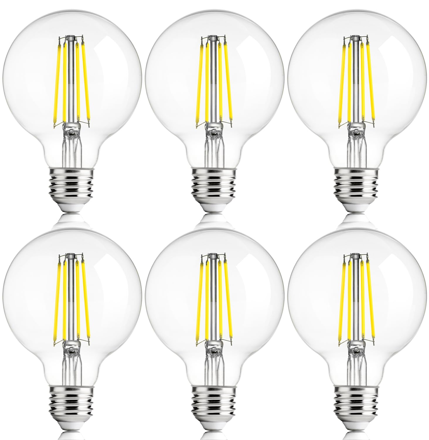 Flsnt 6 Pack G25 Led Globe Edison Bulbs For Bathroom Vanity & Mirror Lighting  5000K Daylight  Cri90+ Dimmable  40W Equivalent  400Lm  E26 Base  Clear Glass Decorative Bulbs
